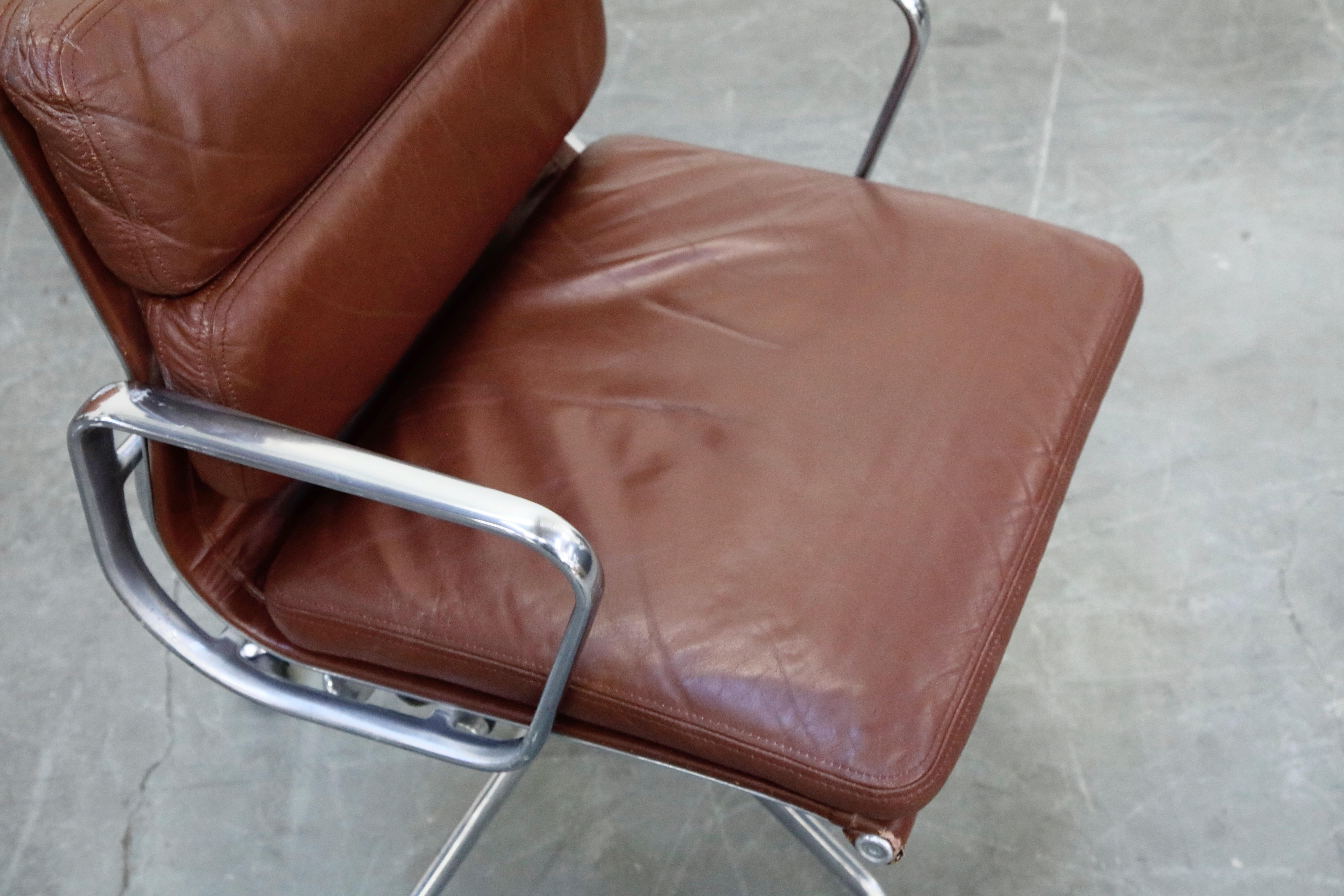 Charles Eames for Herman Miller Brown Leather Soft Pad Management Chair, Signed 6