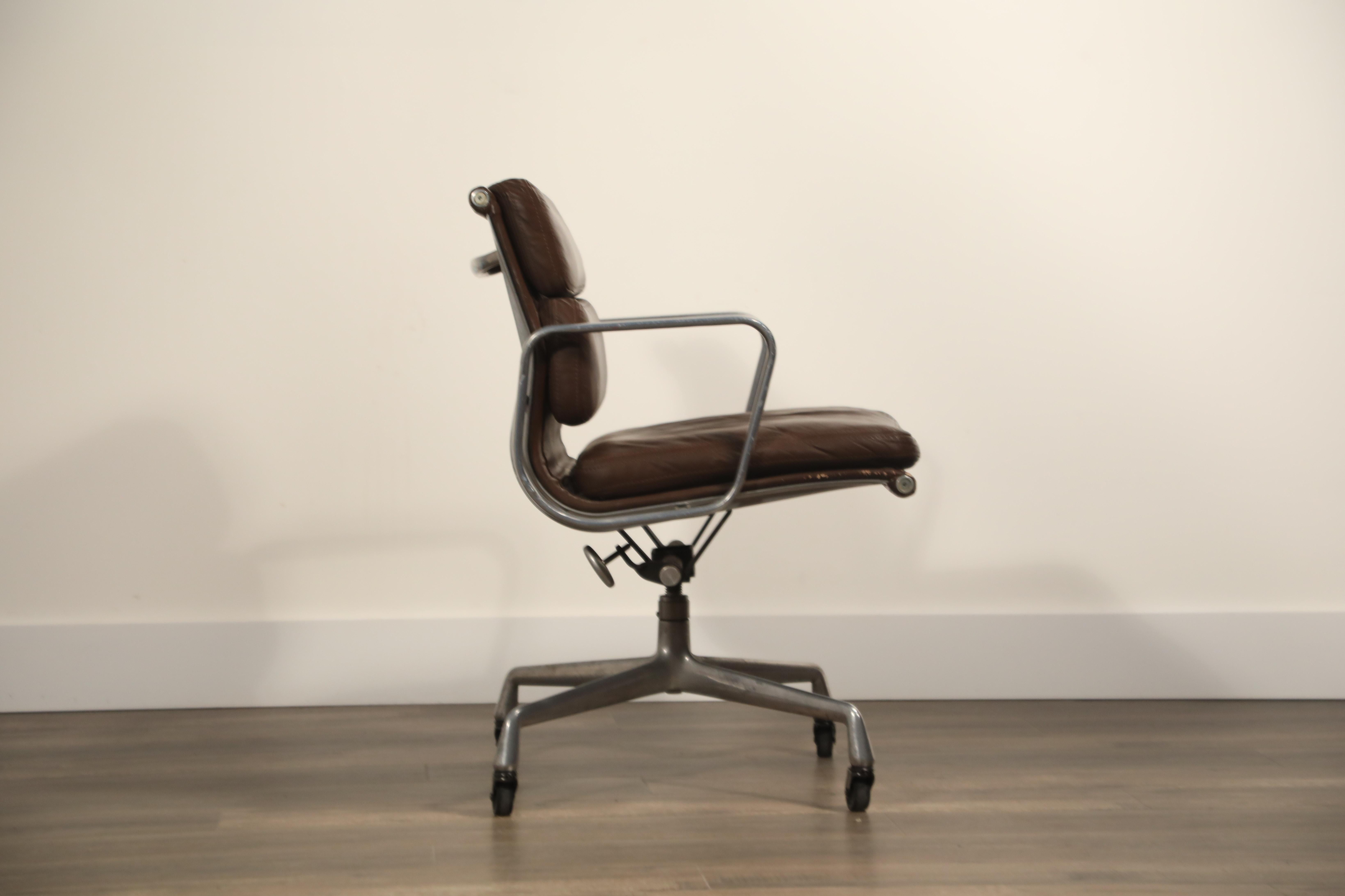 Charles Eames for Herman Miller Dark Brown Soft Pad Management Chair:: circa 1970 1