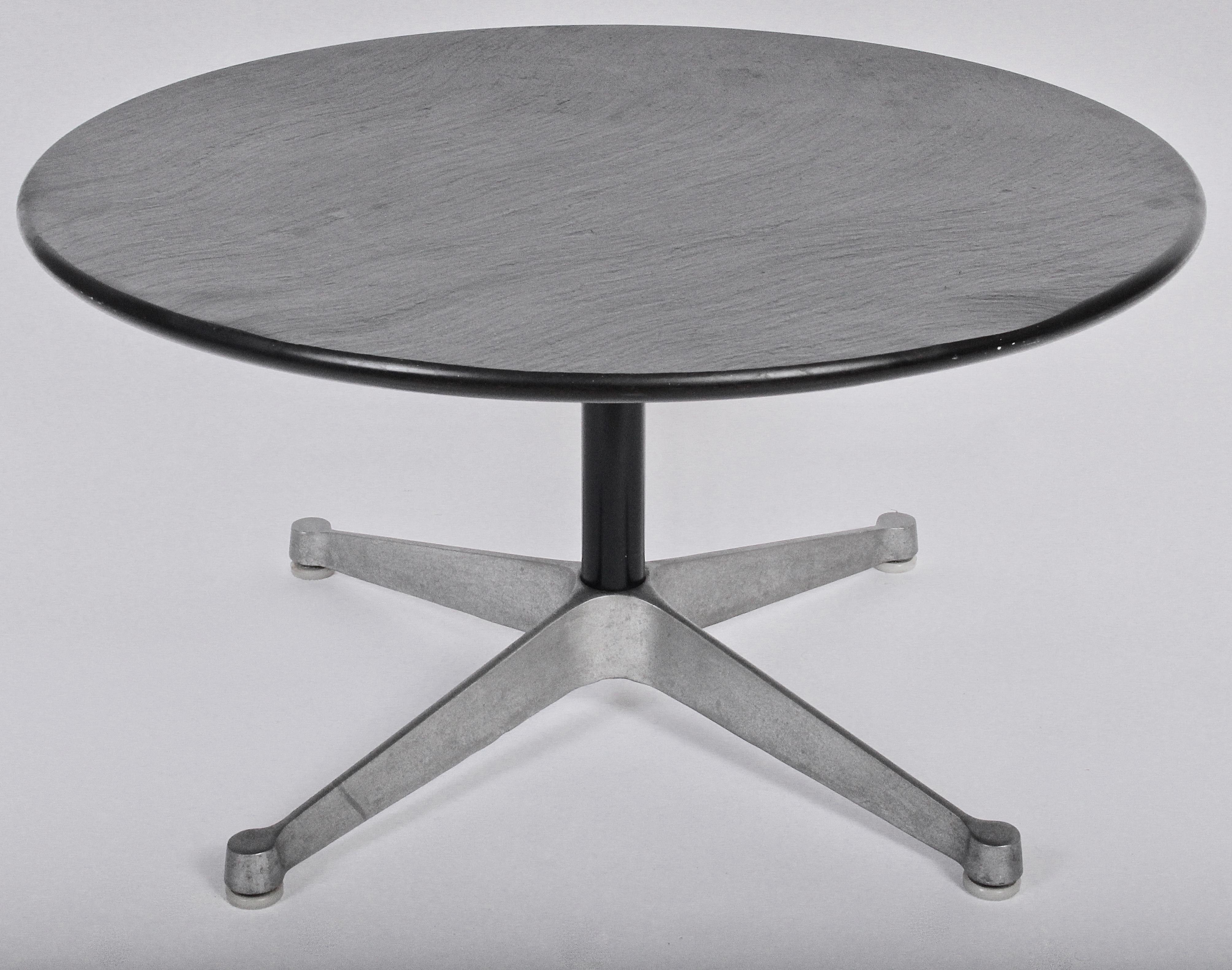 20th Century Eames for Herman Miller Dark Gray Slate & Cast Aluminum Coffee Table, 1960s