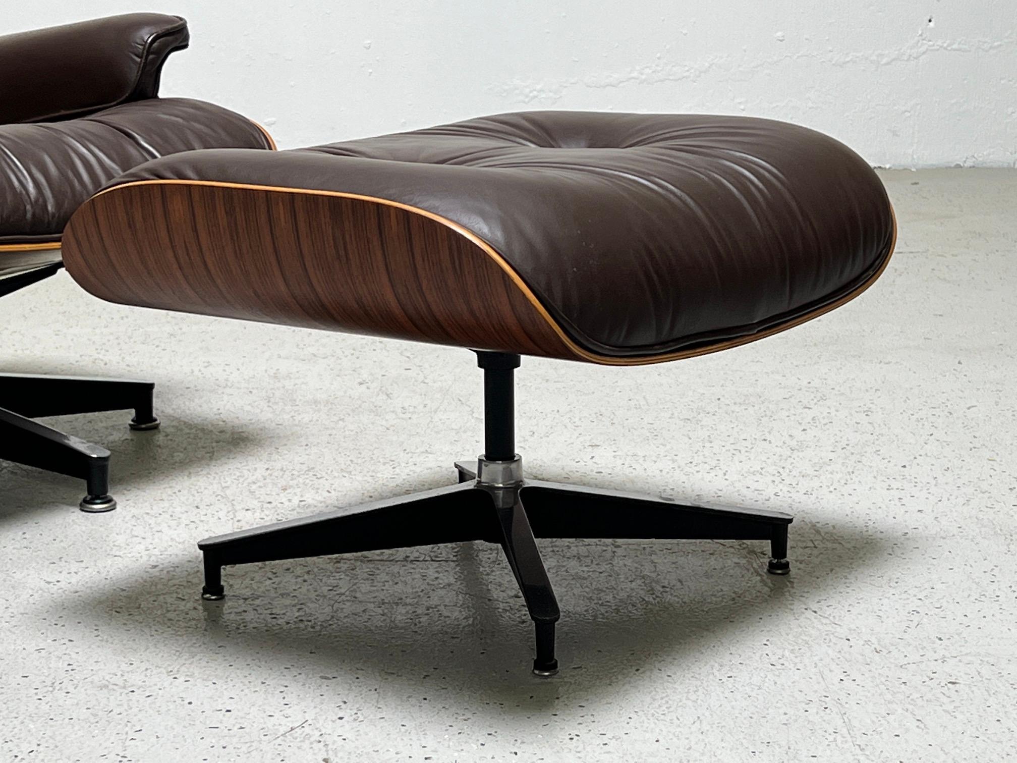 Leather Charles Eames for Herman Miller Lounge Chair and Ottoman
