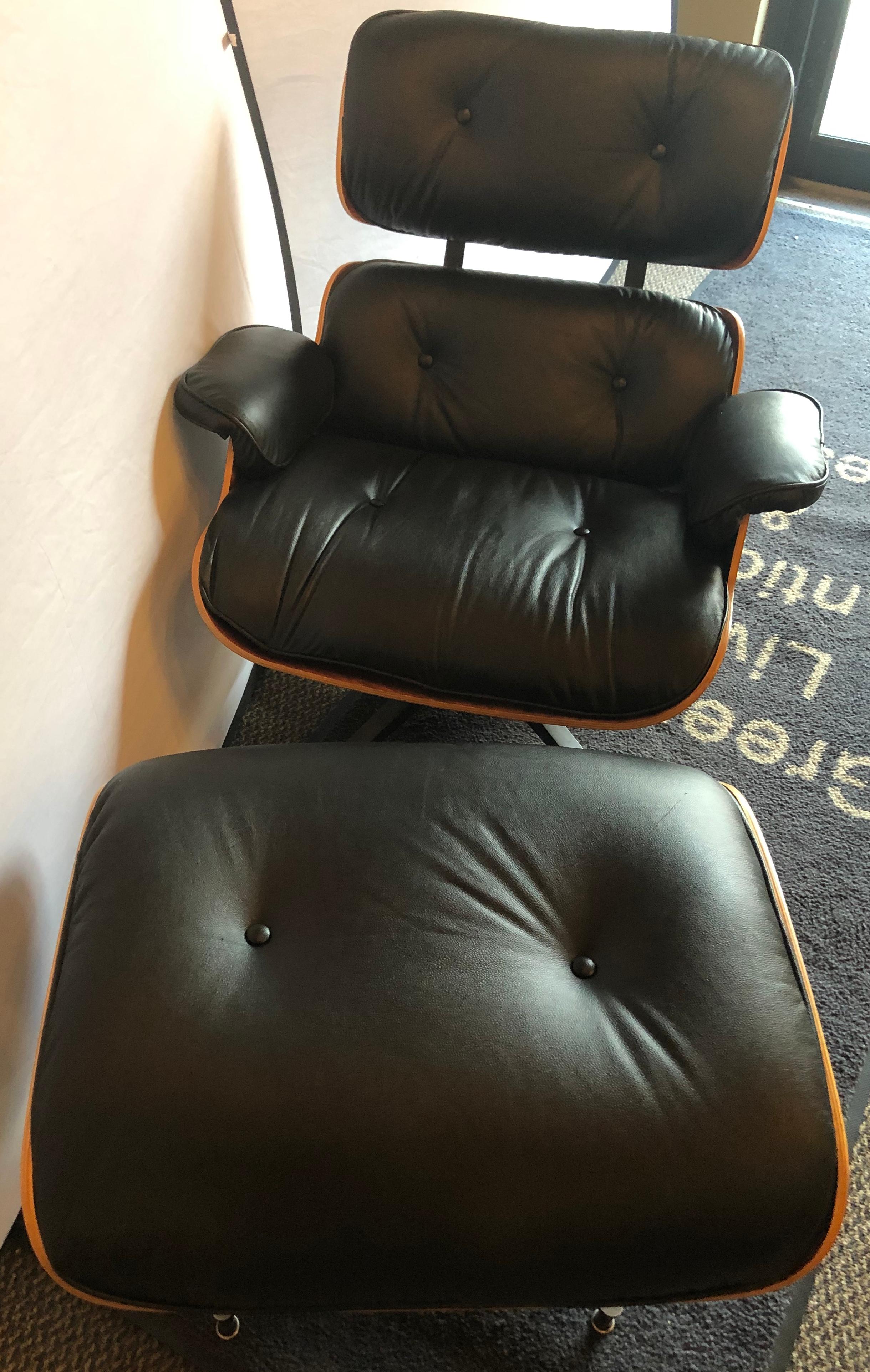 Charles Eames for Herman Miller Lounge Chair And Ottoman New Fine Leather In Good Condition In Stamford, CT