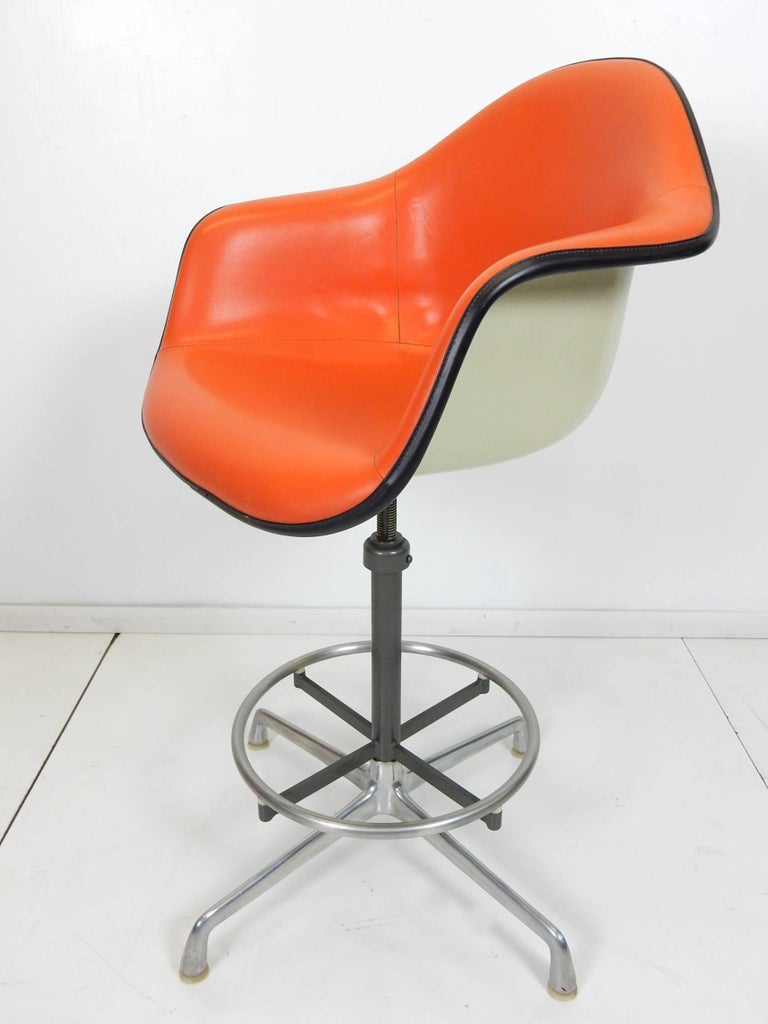 Charles Eames for Herman Miller Orange EC 118 Arm Shell Drafting Chair