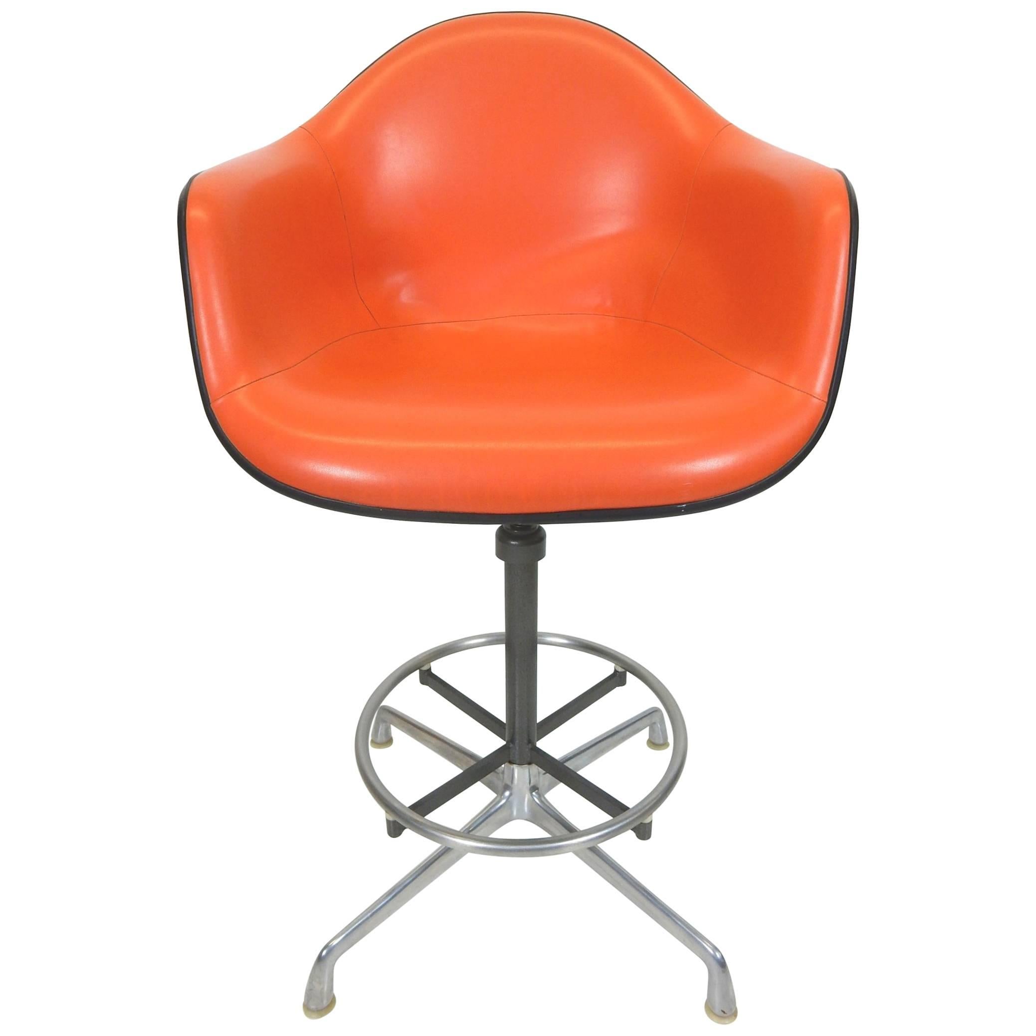 Charles Eames for Herman Miller Orange EC 118 Arm Shell Drafting Chair