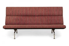 Charles Eames for Herman Miller Red and Pink Upholstered Chrome 'Sofa Compact'