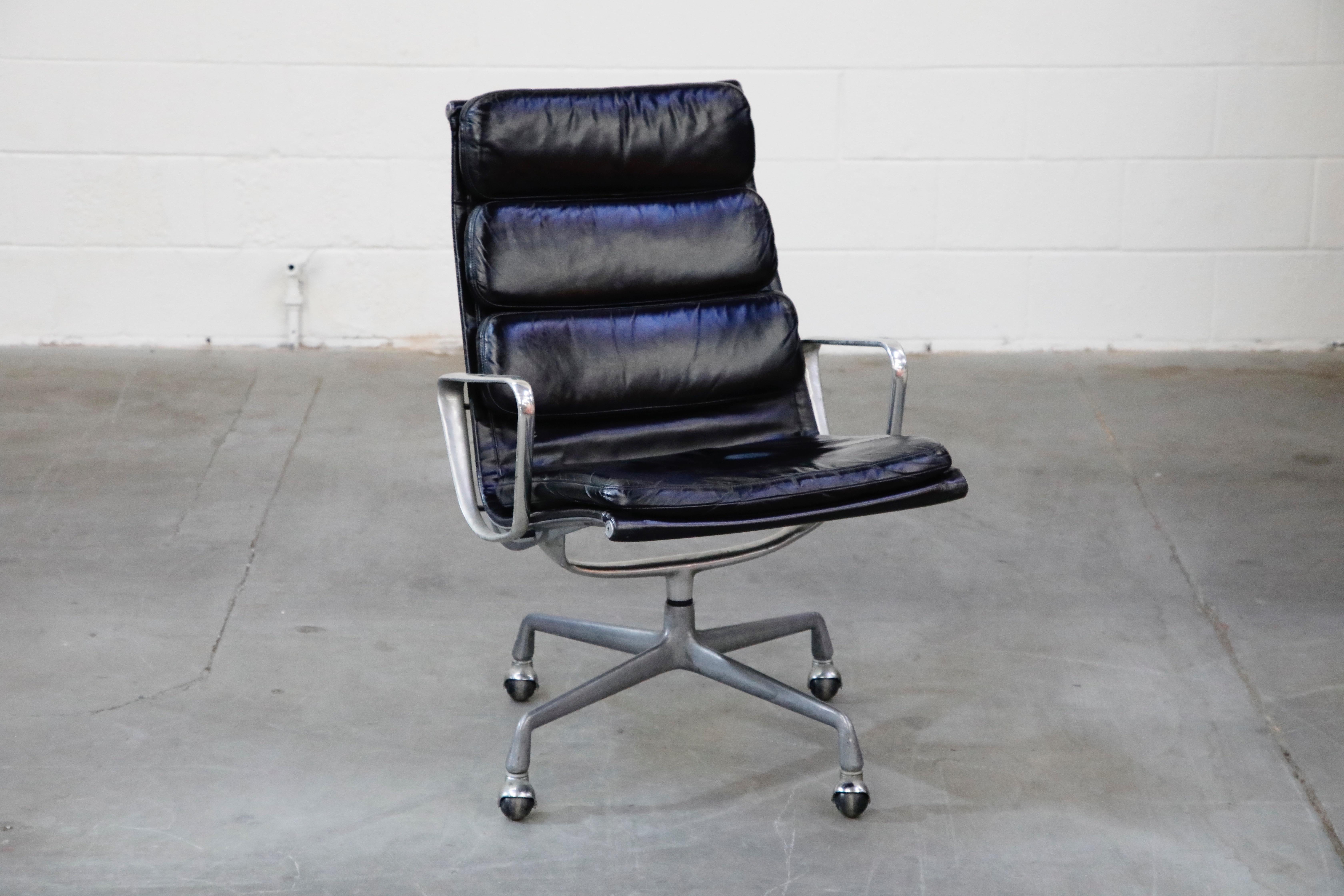 Mid-Century Modern Charles Eames for Herman Miller Soft Pad Swivel Lounge Chairs, 1970s, Signed