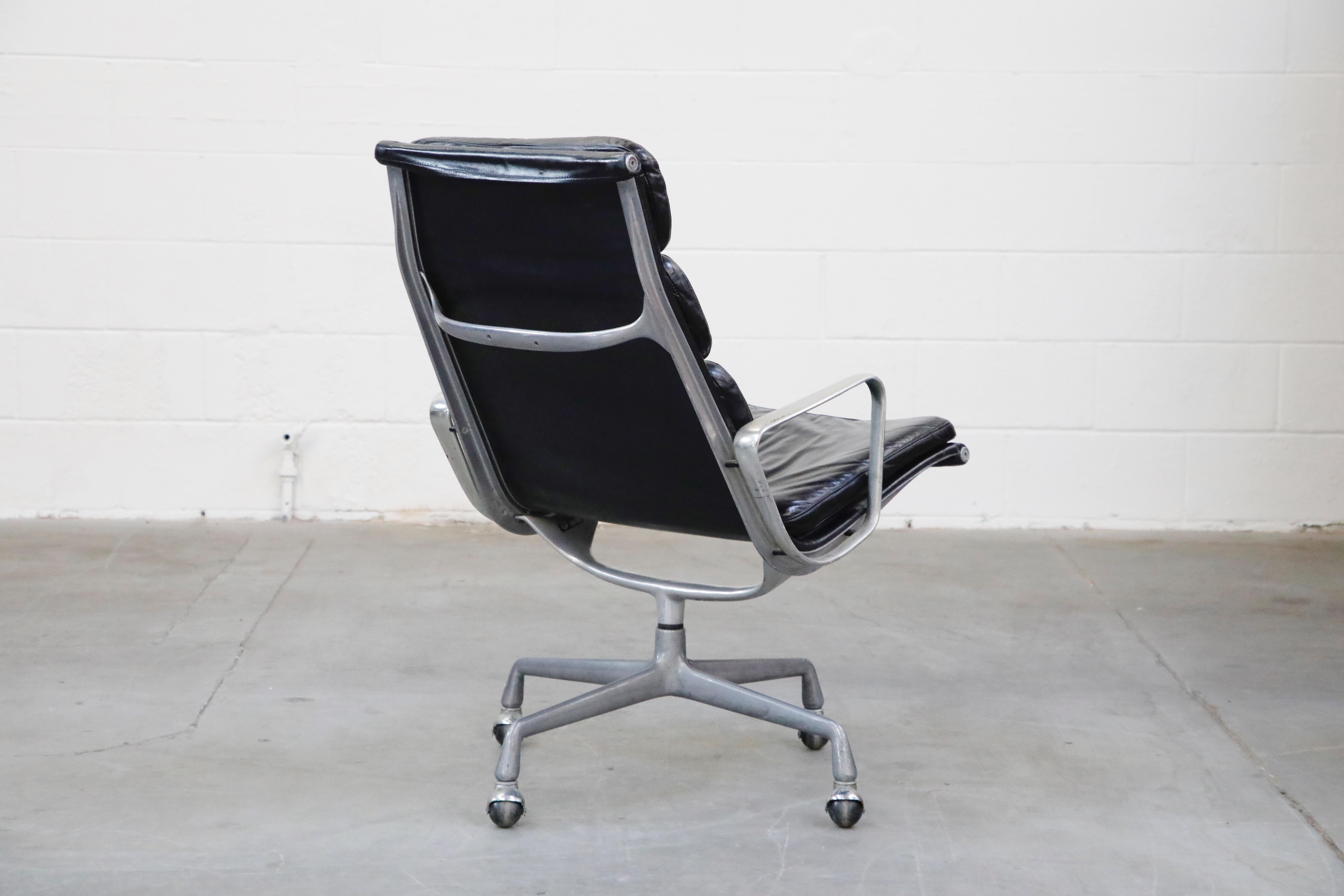 Aluminum Charles Eames for Herman Miller Soft Pad Swivel Lounge Chairs, 1970s, Signed
