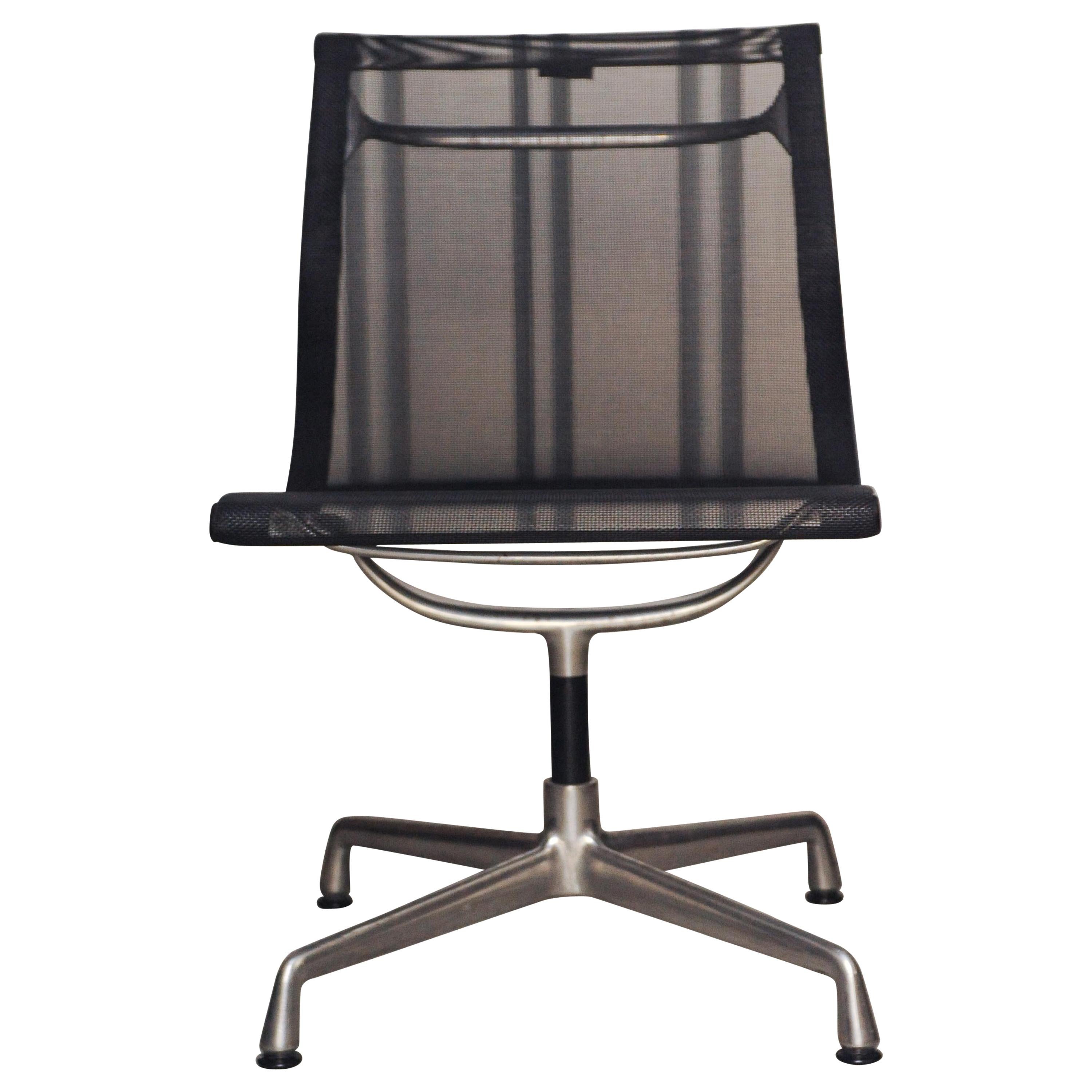 Charles Eames for Vitra a Black Net Weave EA107 Office Swivel Chair 4 Prong Base For Sale