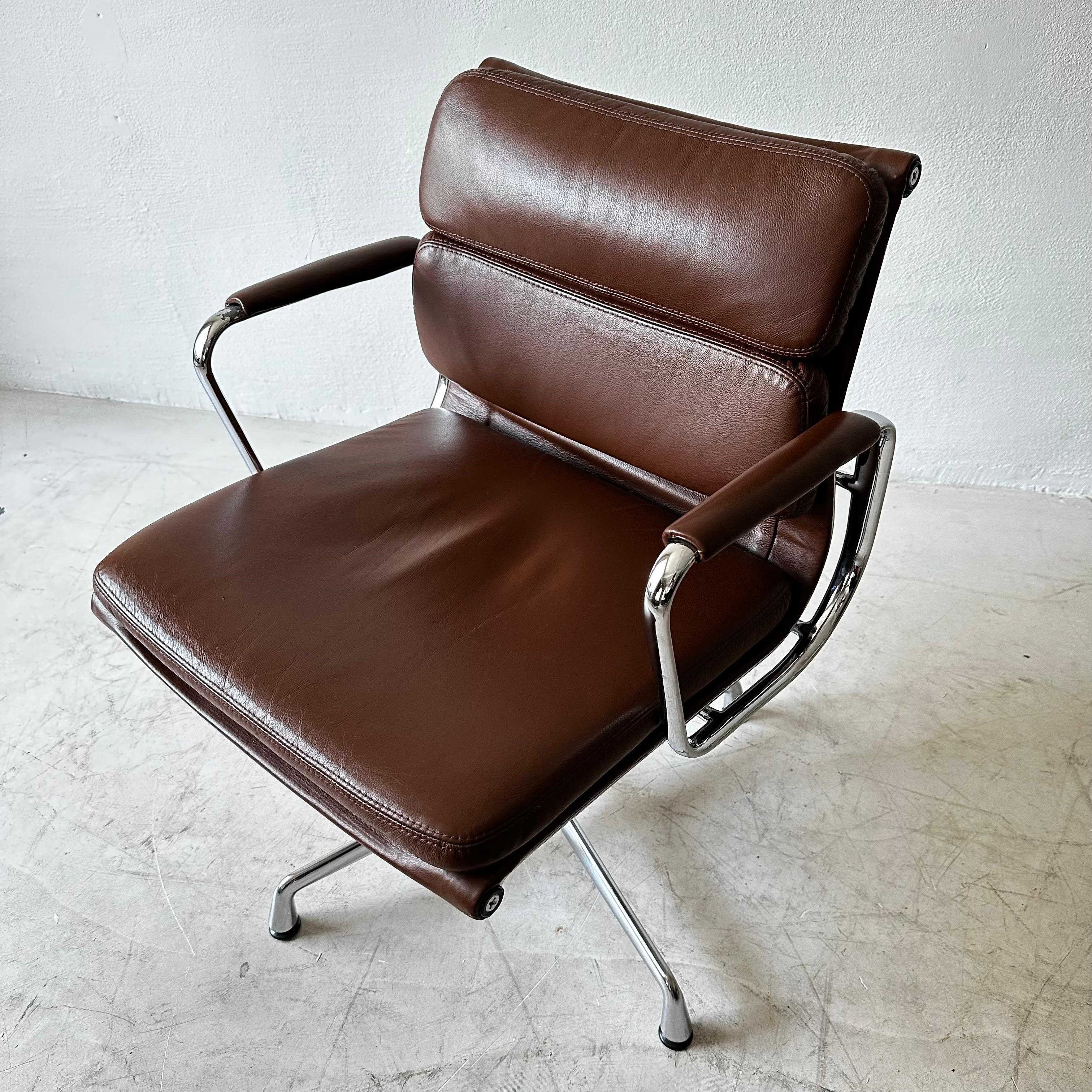 Charles Eames for Vitra EA208 Soft Pad Chair in Cognac Brown Leather, Set of 10 For Sale 1
