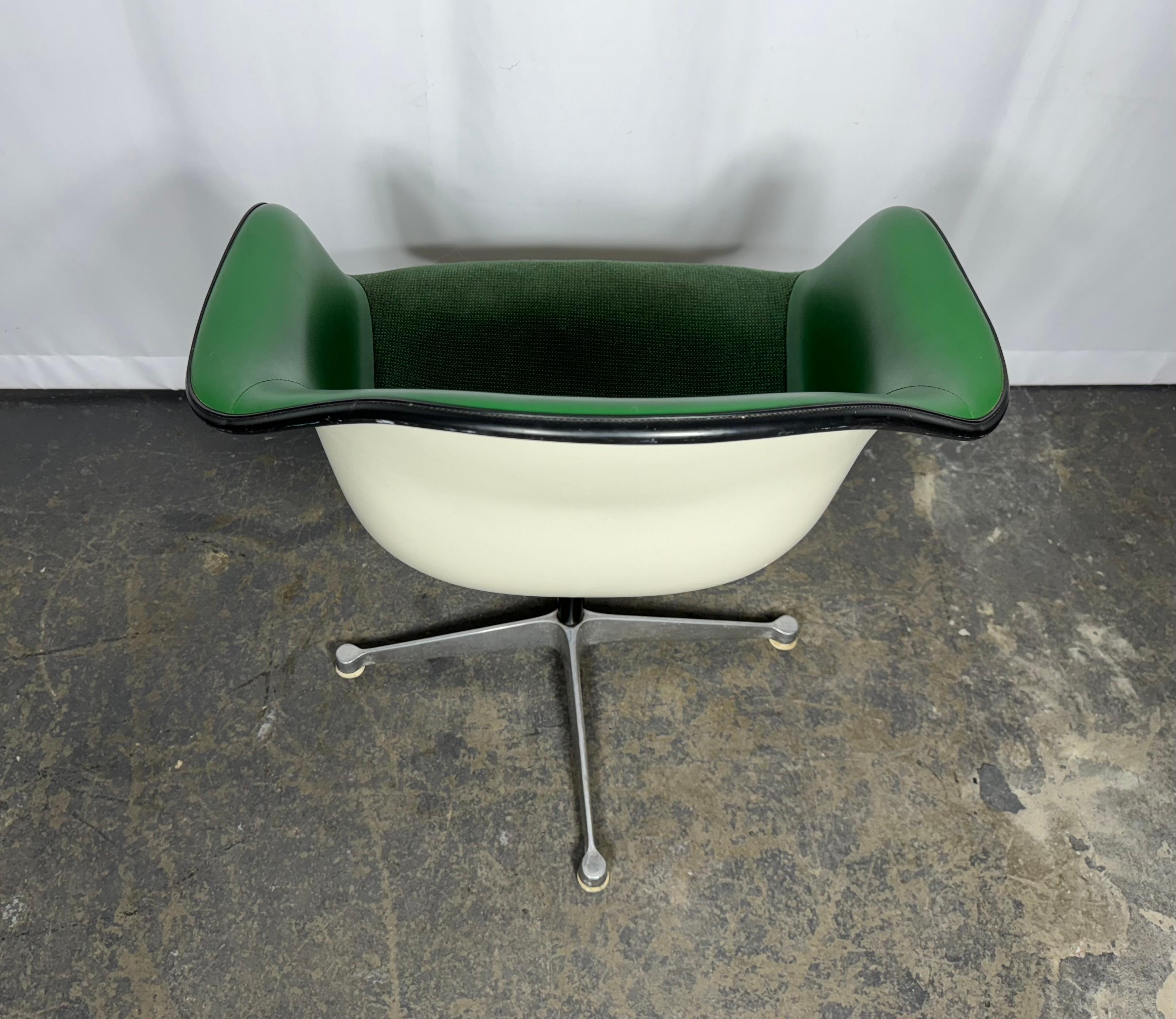 Charles Eames / Herman Miller / Girard  Padded Arm Shell Swivel Aluminum Base In Good Condition For Sale In Buffalo, NY