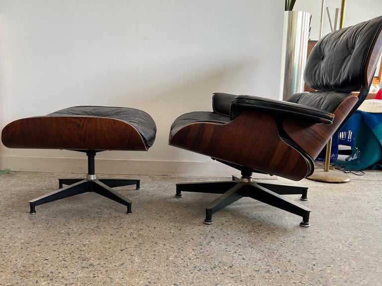 Charles Eames Herman Miller Lounge Chair and Ottoman, 1960's For Sale 8