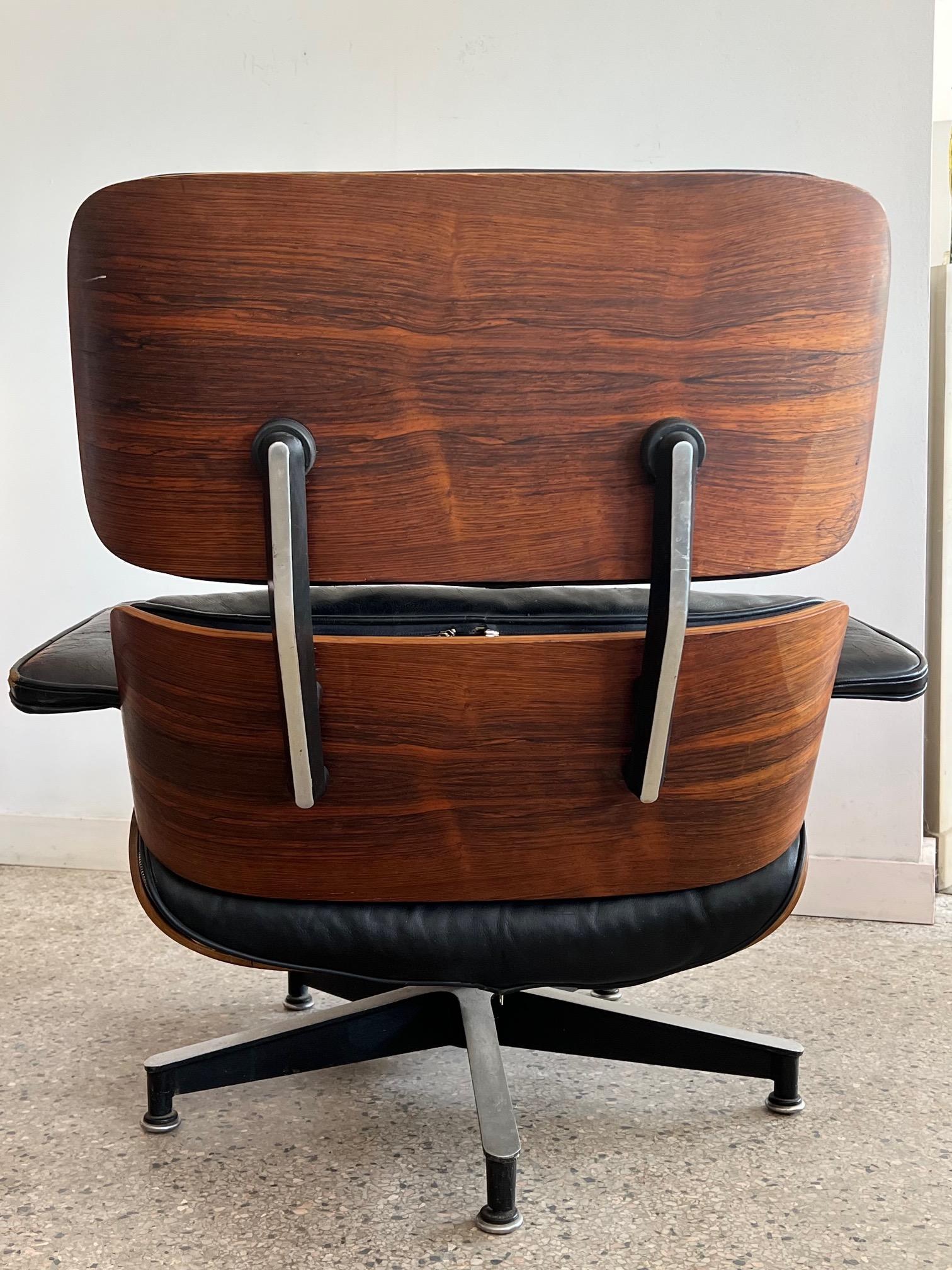 Mid-Century Modern Charles Eames Herman Miller Lounge Chair and Ottoman, 1960's