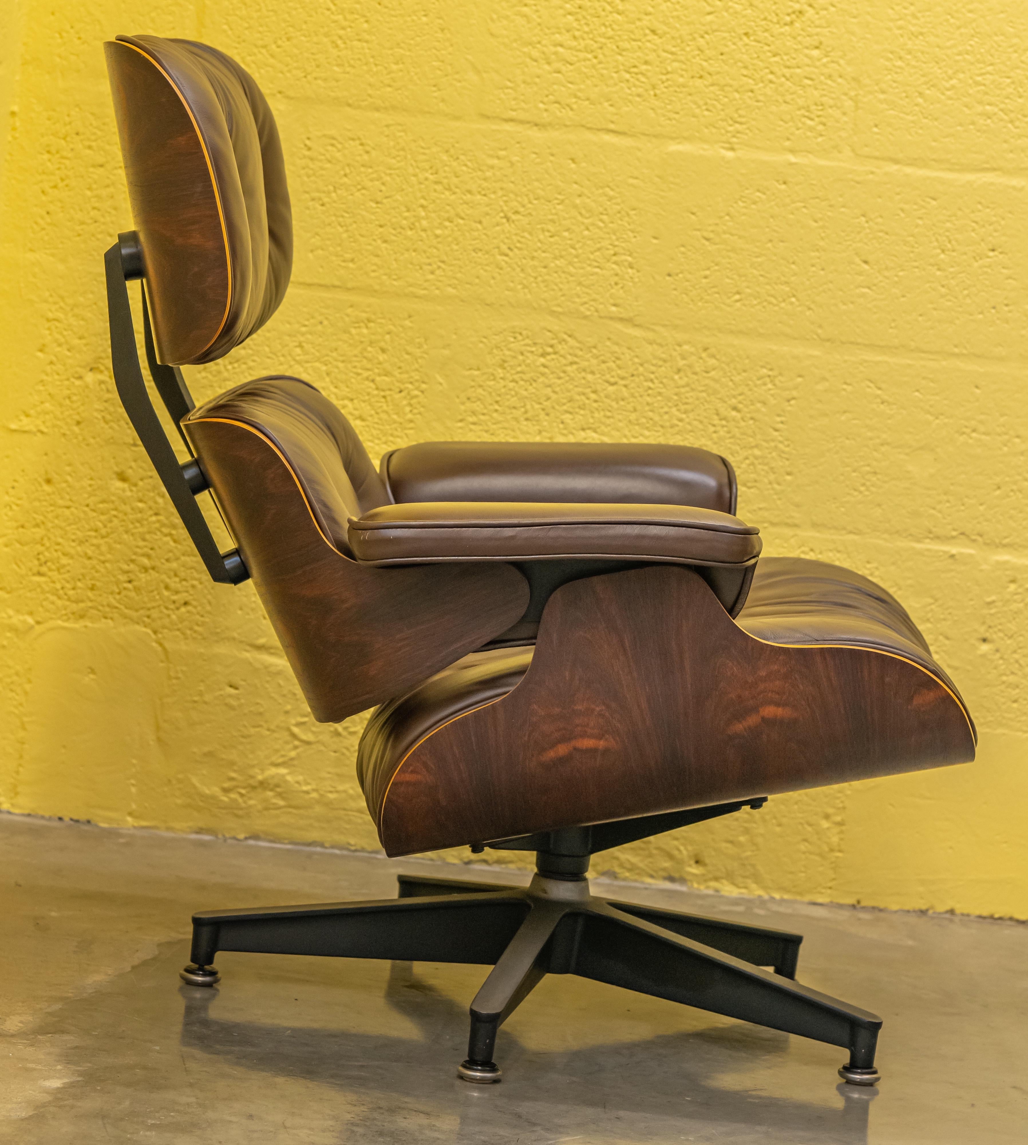 Leather Charles Eames Herman Miller Lounge Chair and Ottoman, 1980