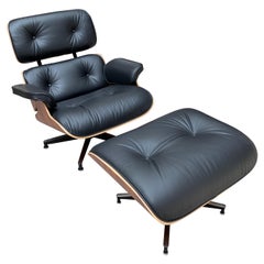 Charles Eames, Lounge Chair and Its Black Leather and Rosewood Ottoman, 2011