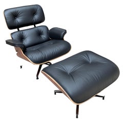 Charles Eames, Lounge Chair and Its Black Leather and Rosewood Ottoman, 2011