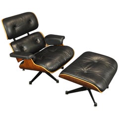 Charles Eames Lounge Chair and Ottoman 1960s, Brazilian Rosewood, EU-Cites