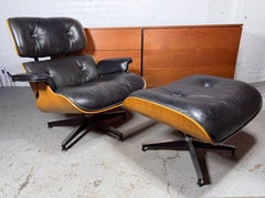 Charles Eames Lounge Chair, Black Leather, Light Walnut, Herman Miller, 1980
