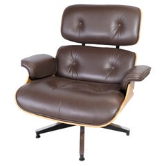 Charles Eames Lounge Chair, Brown Leather, Light Walnut, Herman Miller, 2007