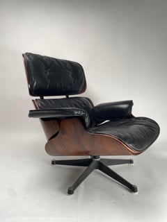 Charles Eames, Silla Lounge de cuero negro de Herman Miller