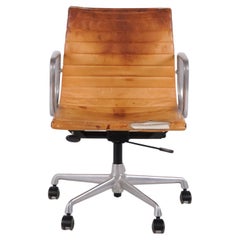 Charles Eames Office Chair Model EA 117 in Aluminium and Cognac Leather, Vitra