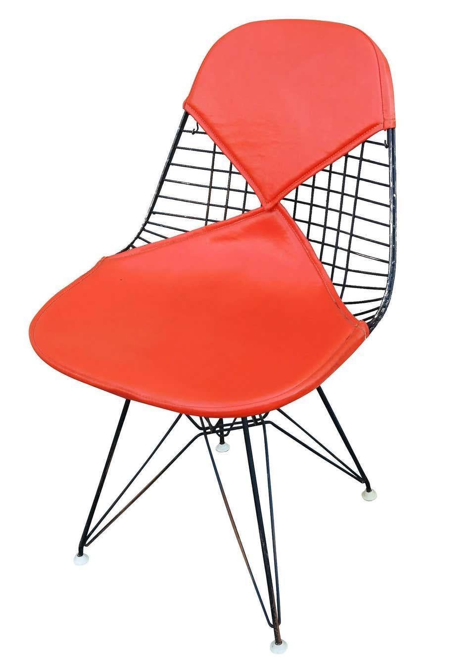 Mid-Century Modern Charles Eames Orange DKR Bikini Chair for Herman Miller, Set of Four For Sale