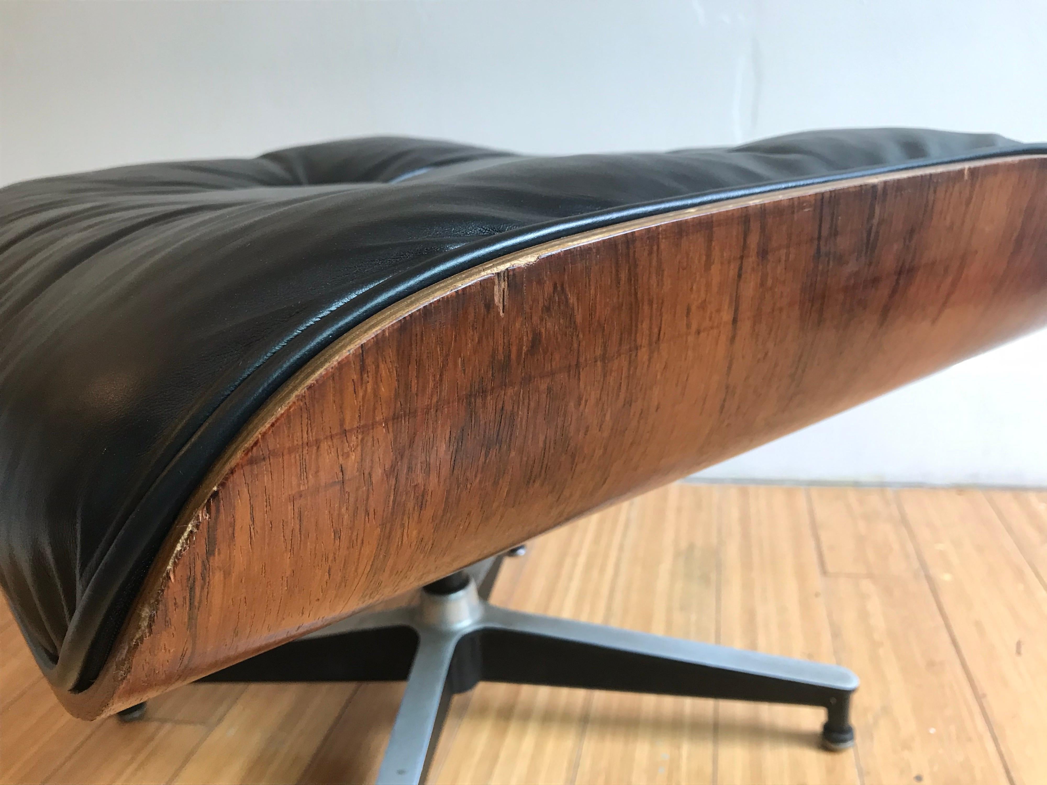 Charles Eames Rosewood and Leather Ottoman 4