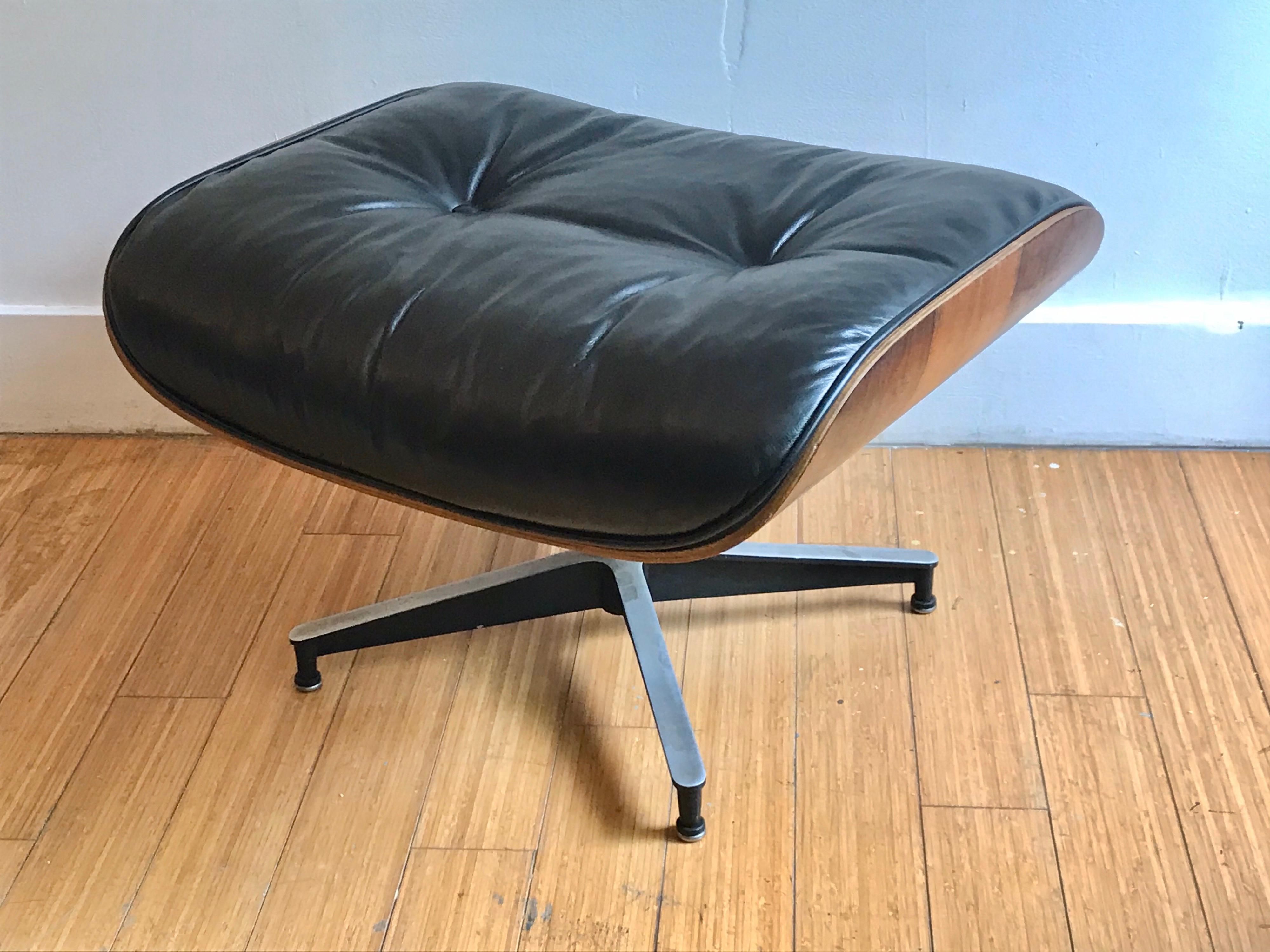 Mid-Century Modern Charles Eames Rosewood and Leather Ottoman
