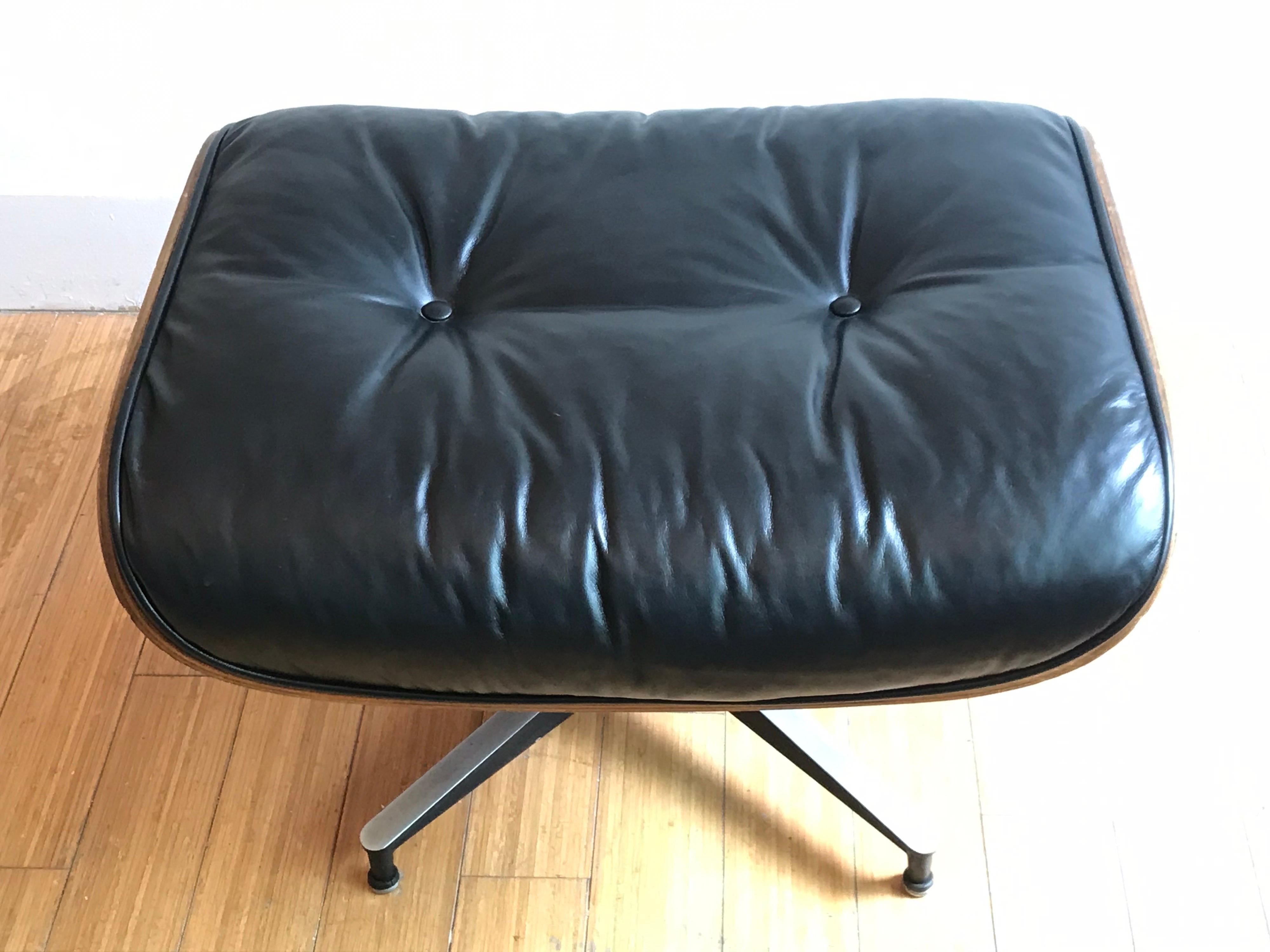 American Charles Eames Rosewood and Leather Ottoman