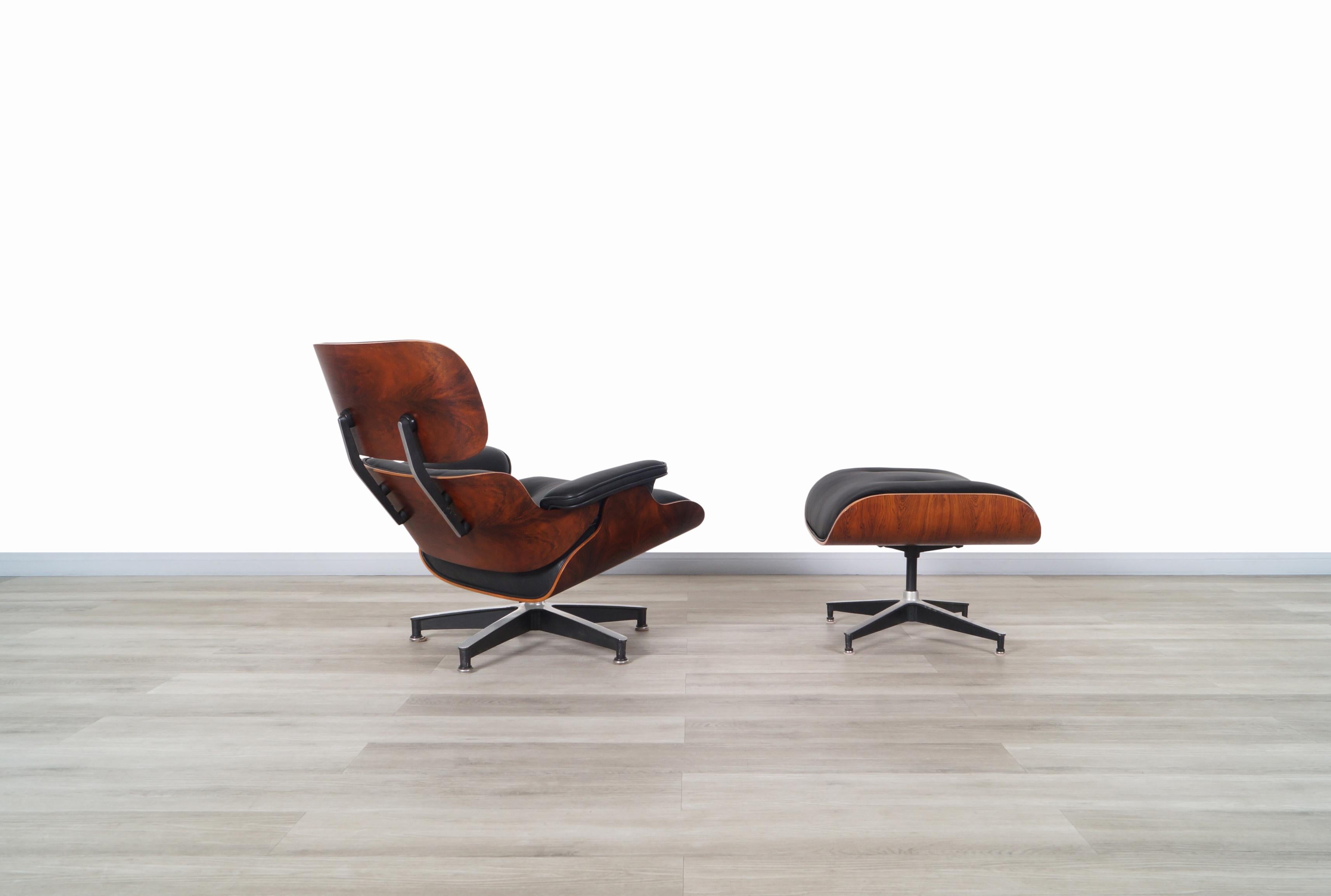 Mid-Century Modern Charles Eames Rosewood Lounge Chair and Ottoman by Herman Miller