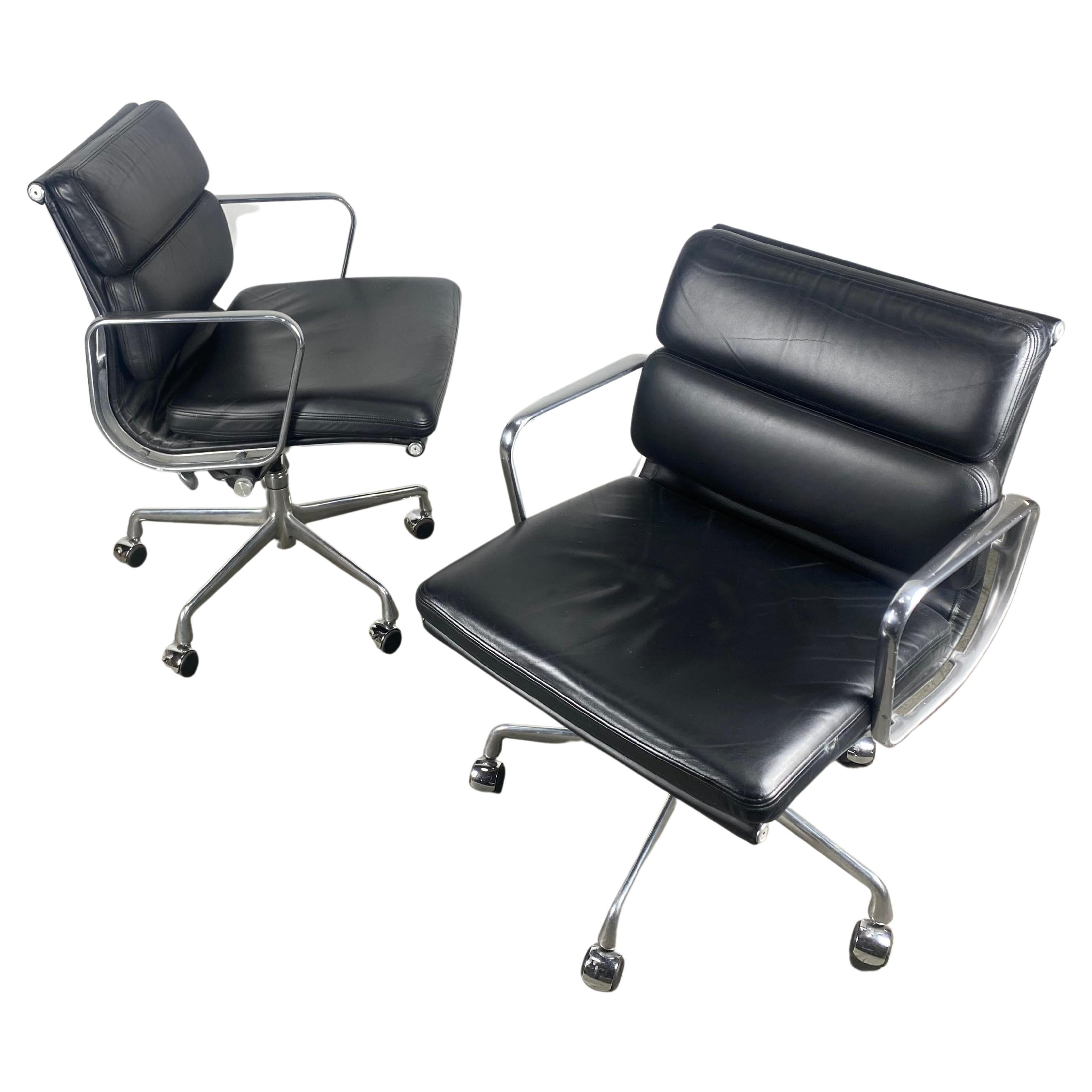 Charles Eames "Soft Pad" Aluminum and Leather Task Chairs