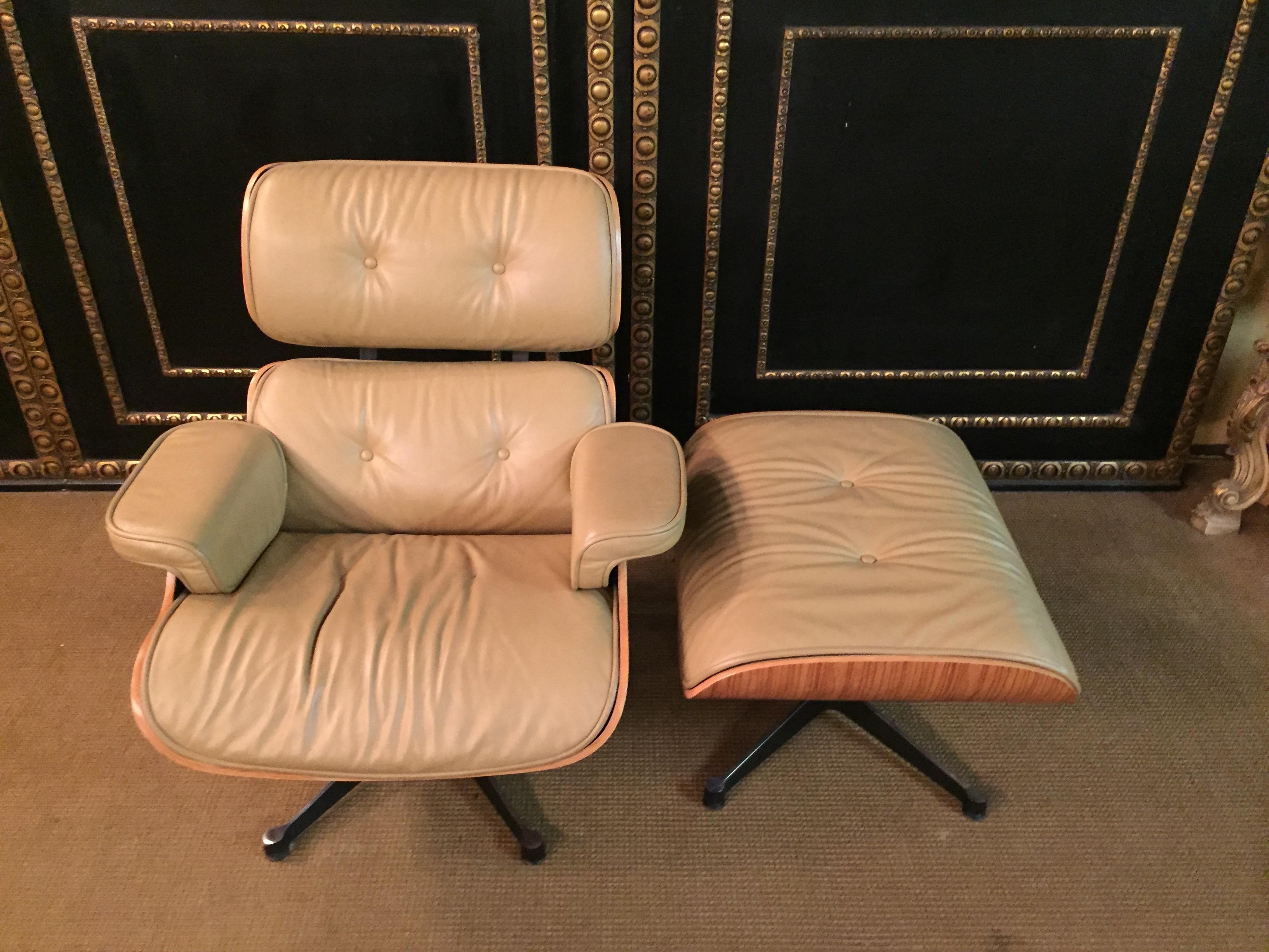 Metalwork Charles Eames Style Lounge Chair with Ottoman