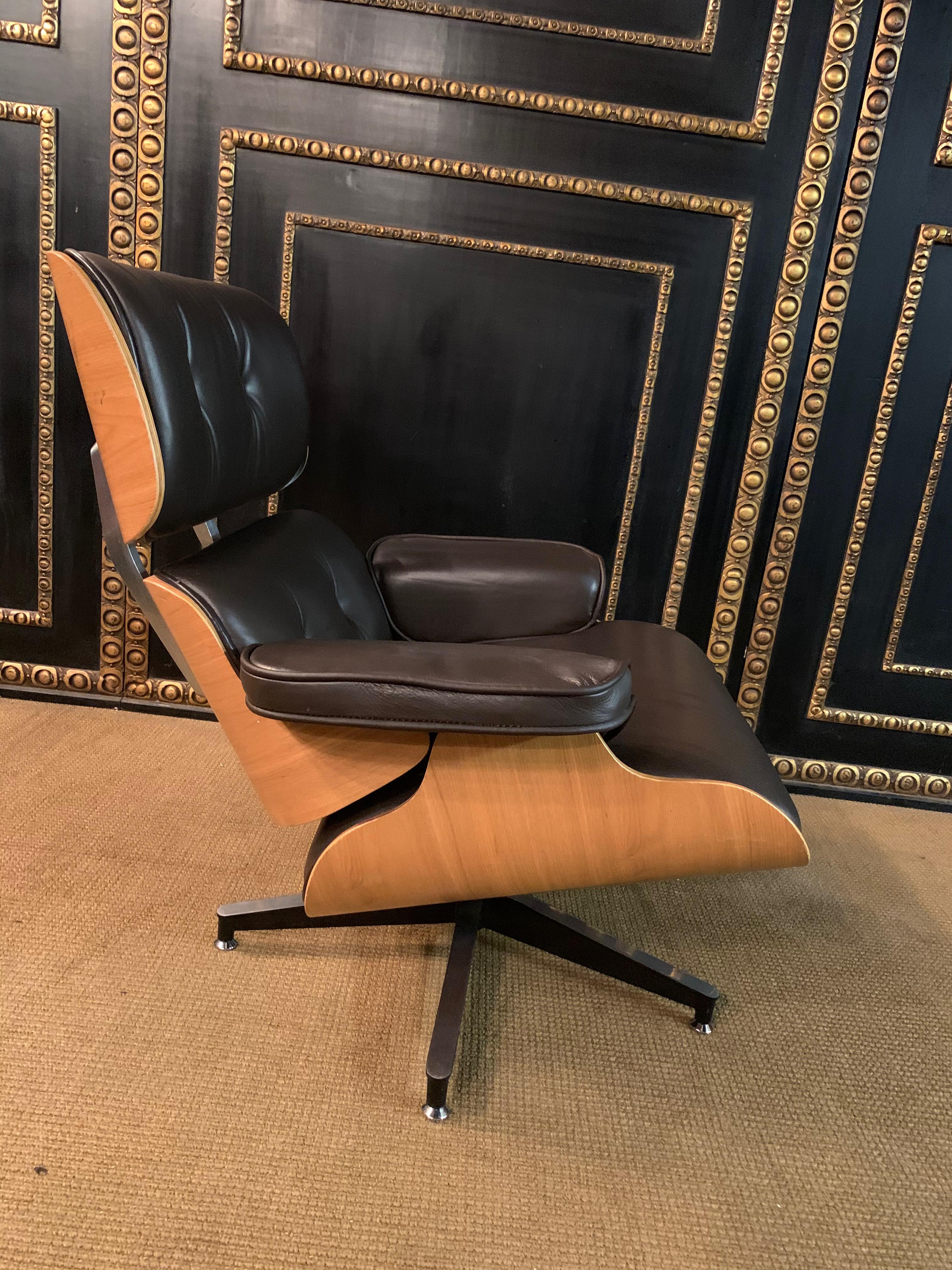 Charles Eames Style Lounge Chair with Ottoman real Leather 6