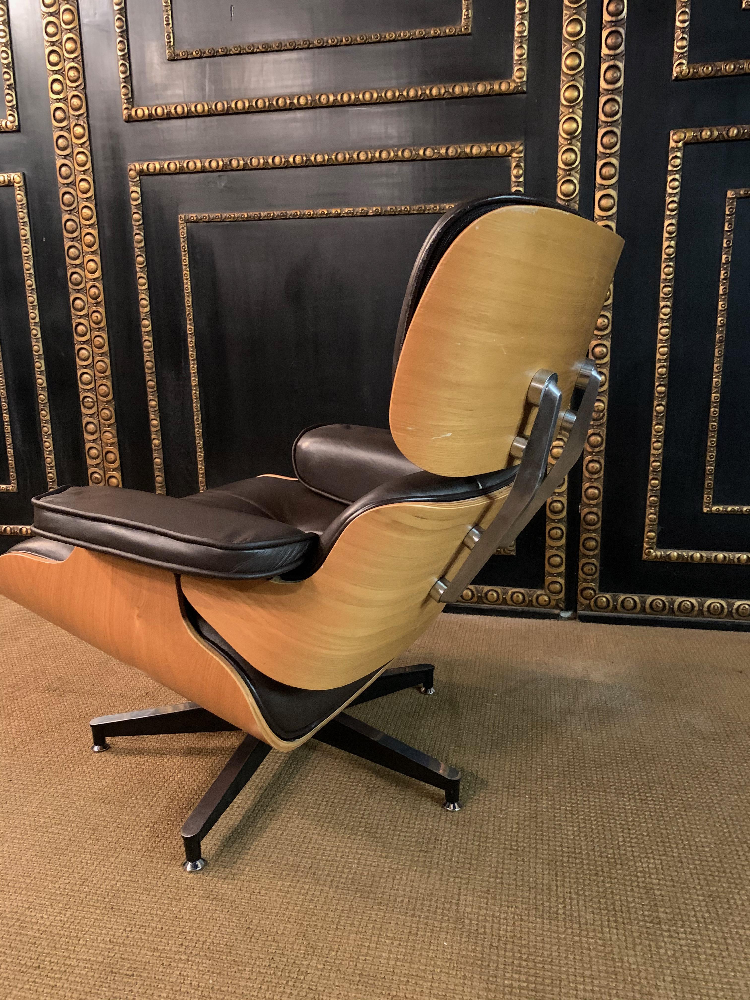 Charles Eames Style Lounge Chair with Ottoman real Leather 12