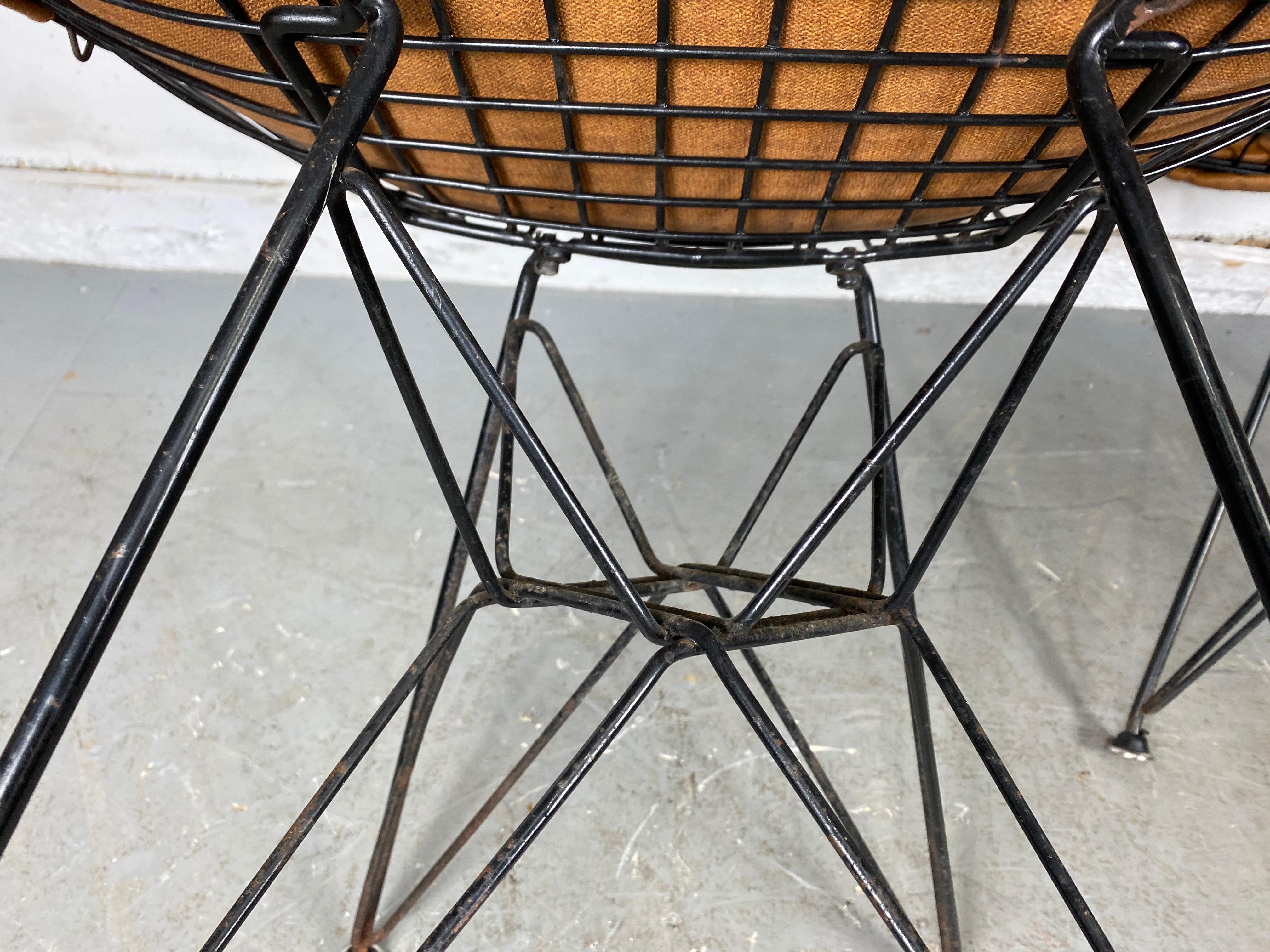 Mid-20th Century Charles Eames Wire Chairs with Bikini Cover on Eiffel Base's For Sale