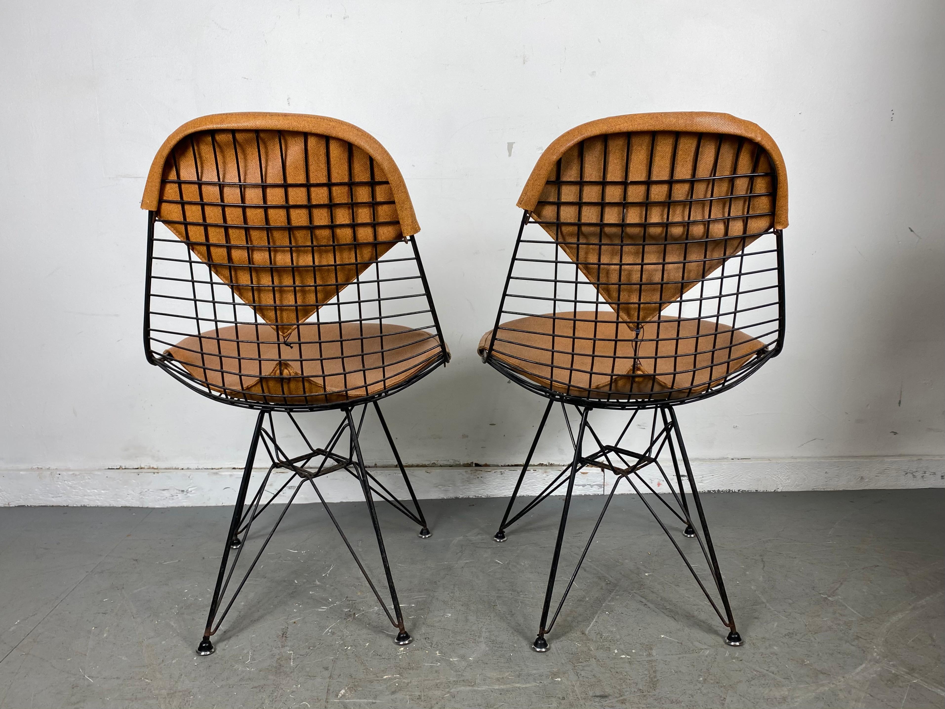 American Charles Eames Wire Chairs with Bikini Cover on Eiffel Base's For Sale