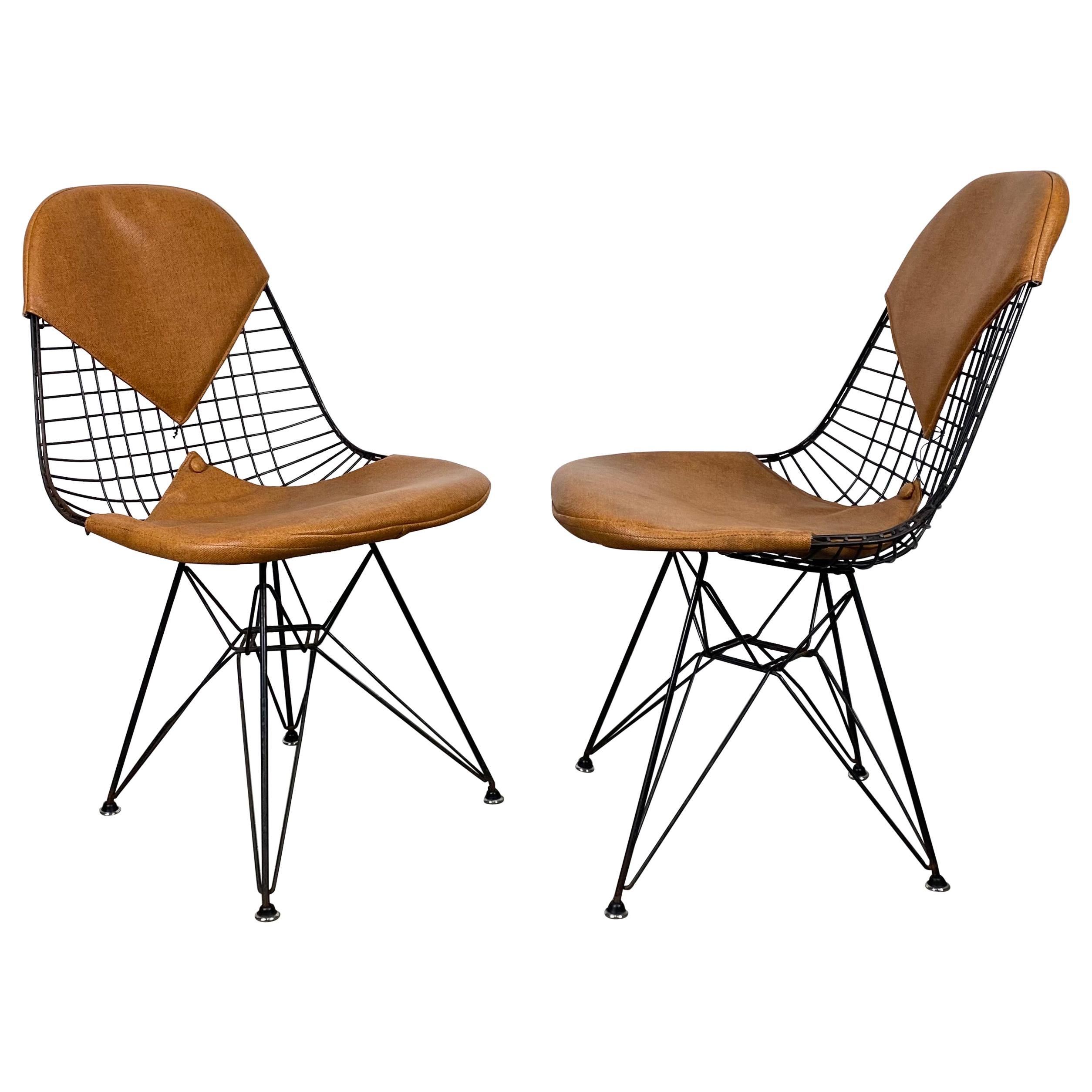 Charles Eames Wire Chairs with Bikini Cover on Eiffel Base's