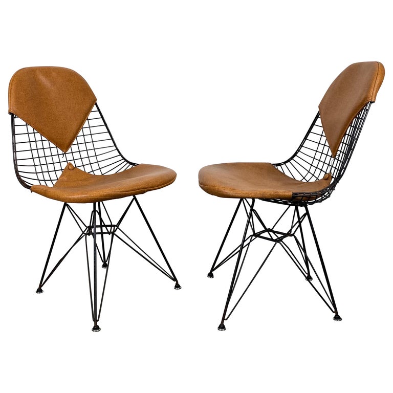 Charles Eames Wire Chairs with Bikini Cover on Eiffel Base's For Sale at  1stDibs