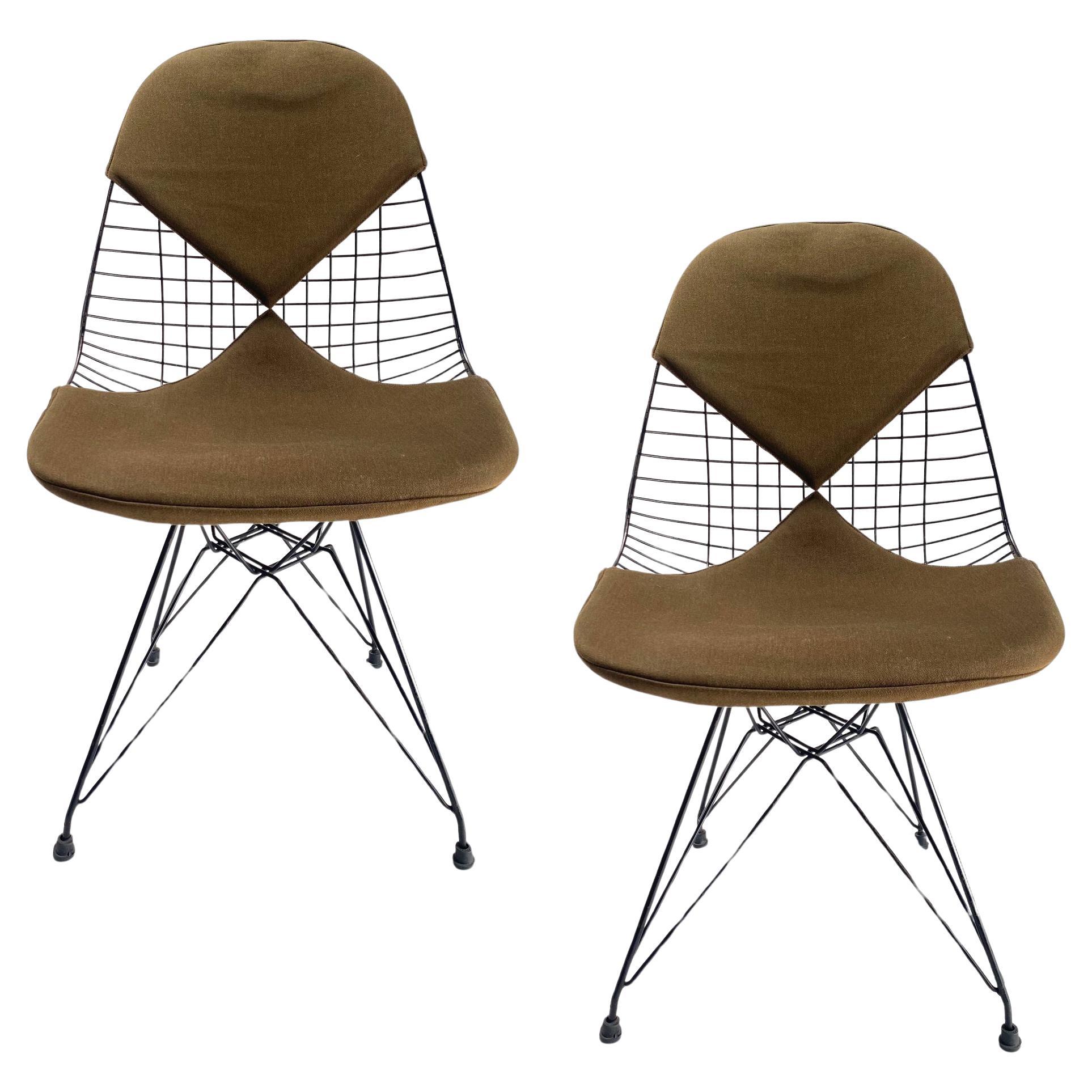 Charles Eames Wire Chairs with Bikini Cover on Eiffel Base's (Old Edition) For Sale
