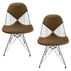 Vintage Charles Eames Wire Chairs with Bikini Cover on Eiffel Base's (Old Edition)