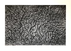 Dancers, black and white abstract etching by Charles Eckrart