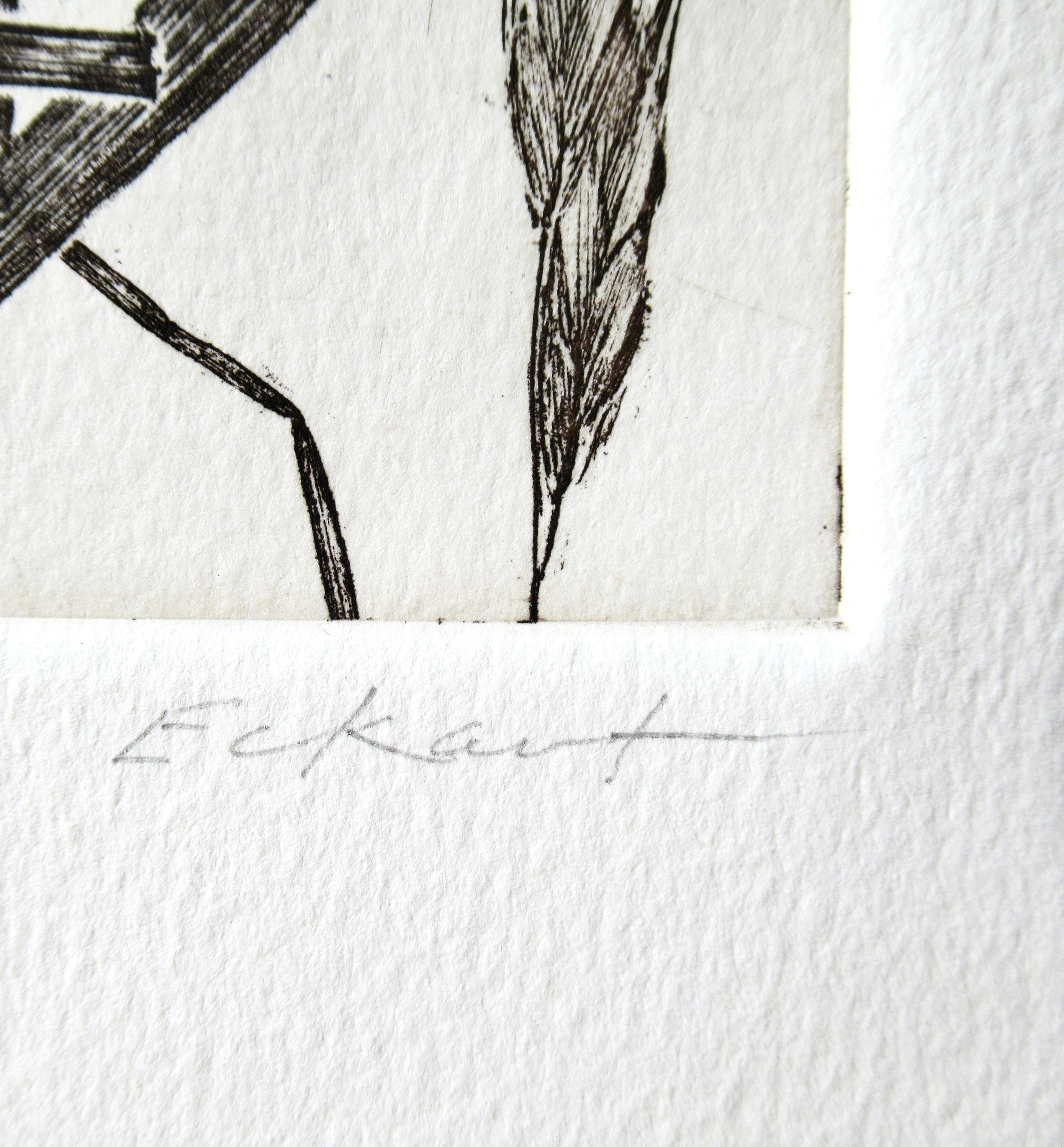 Leafs - Gray Figurative Print by Charles Eckart