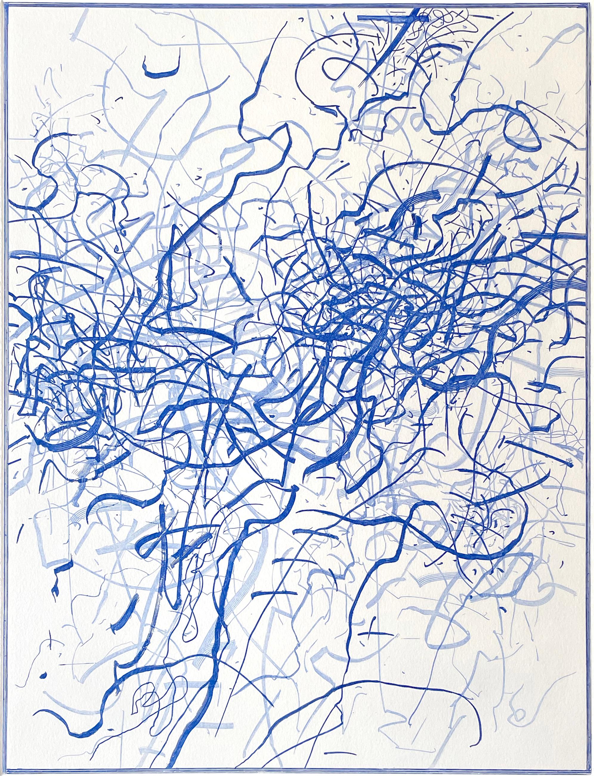 Abstract "doodle" design in blue. Signed, titled and numbered in pencil,  Edition of 3.

Charles Eckart was born in Oakland, California and grew up in Yosemite Valley. He is a painter who started etching with his own press in 1966. The etching has