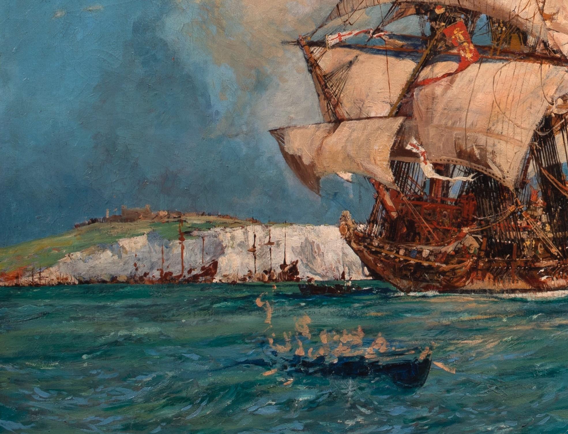 The Queen's Ships off Dover Circa 1588, 19th Century  by CHARLES EDWARD DIXON  2