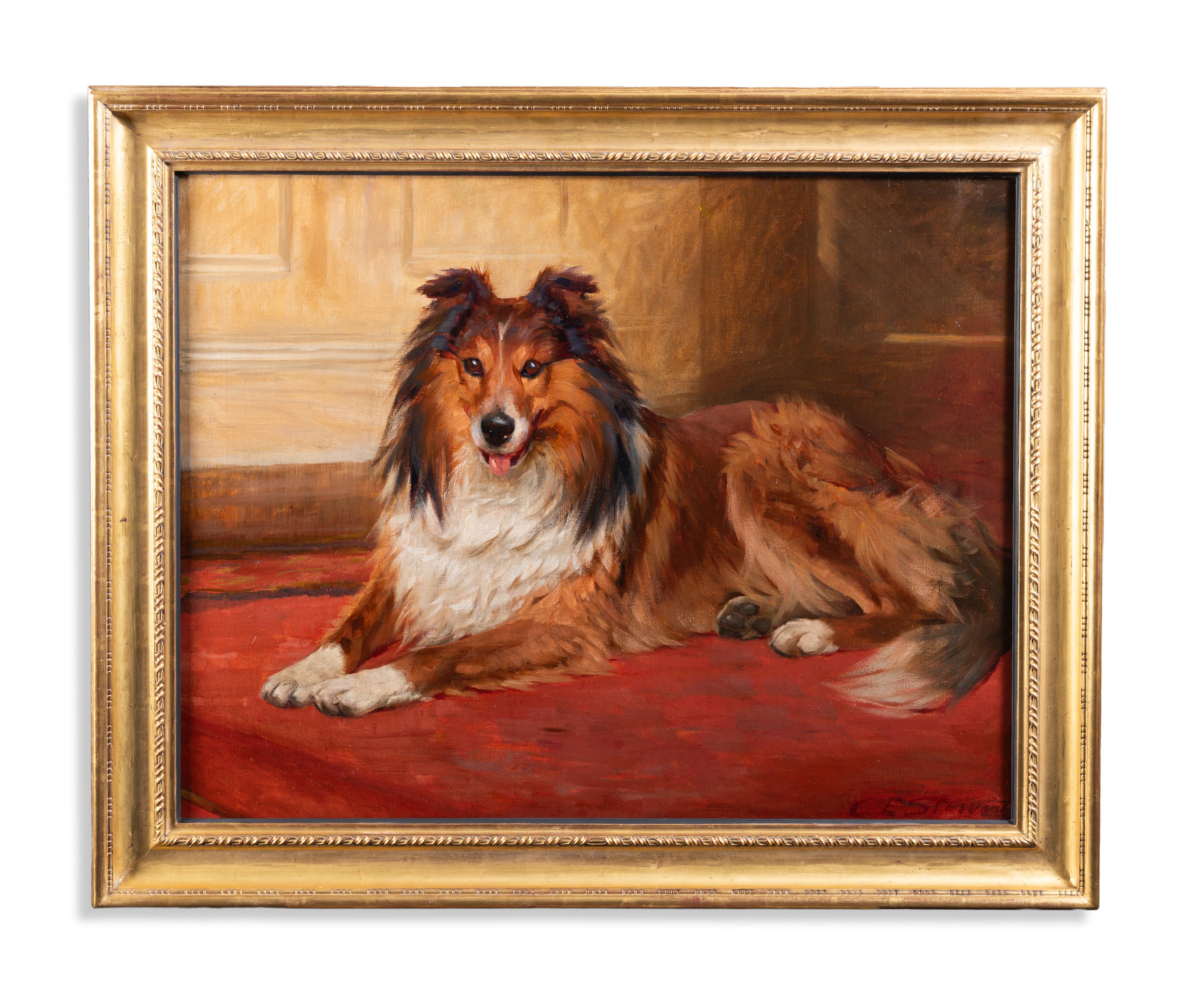 Charles Edward Stewart  Animal Painting - A collie lying down