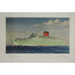 Vintage Circa 1940 original maritime poster - Cunard Line R.M.S. "Caronia"