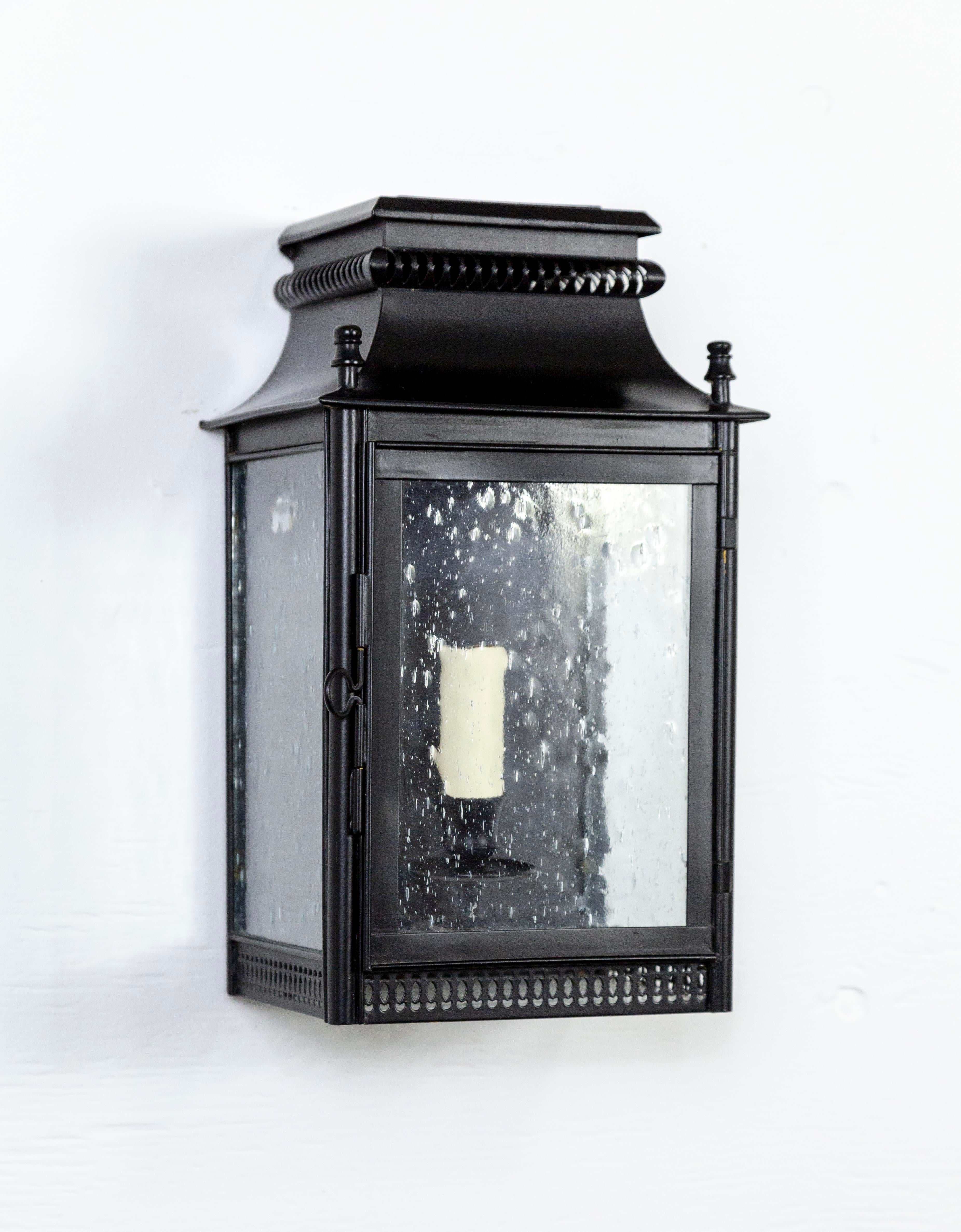 Charles Edwards Black Wall Lanterns  In Good Condition For Sale In San Francisco, CA