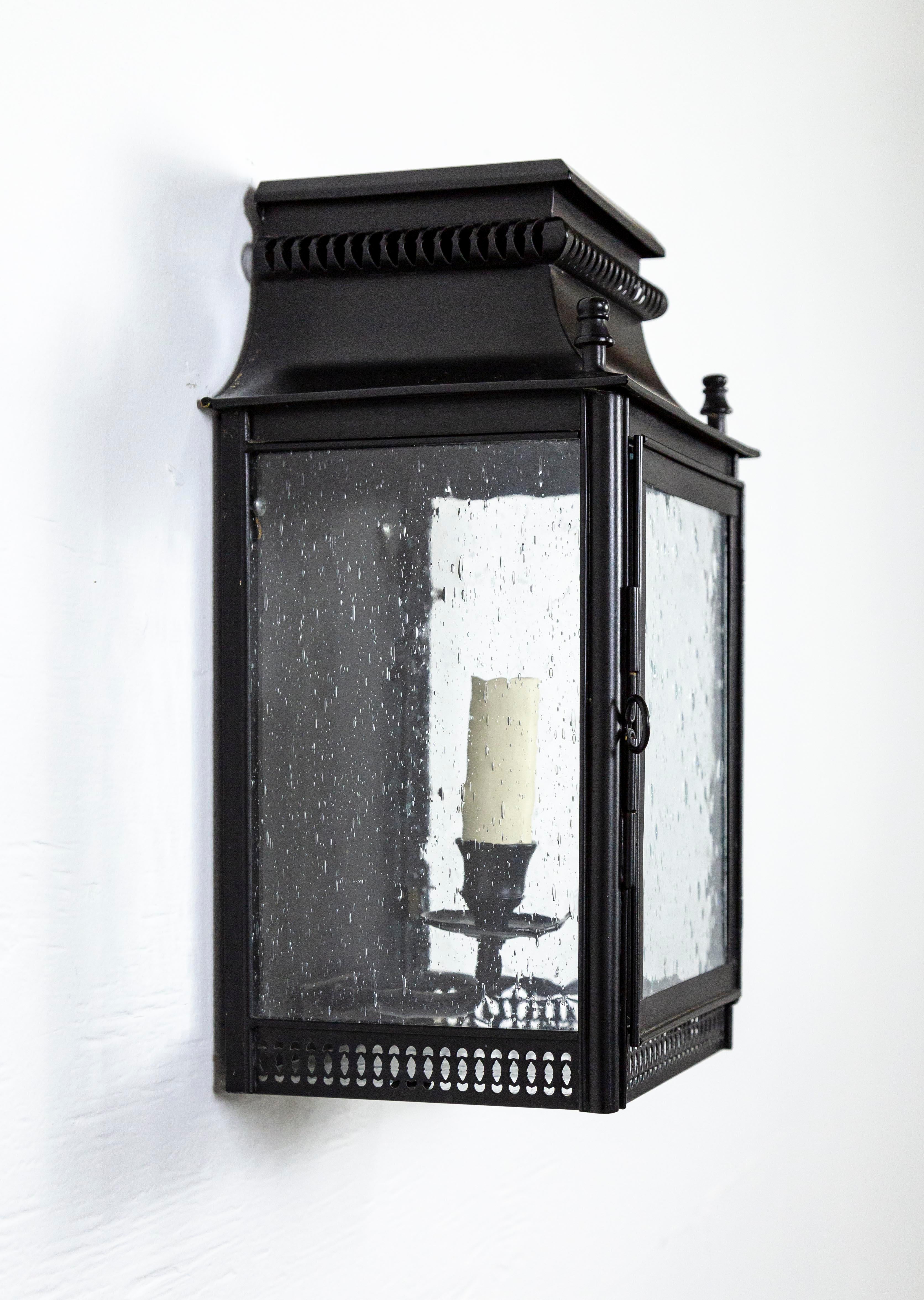 Metal Charles Edwards Black Wall Lanterns  For Sale