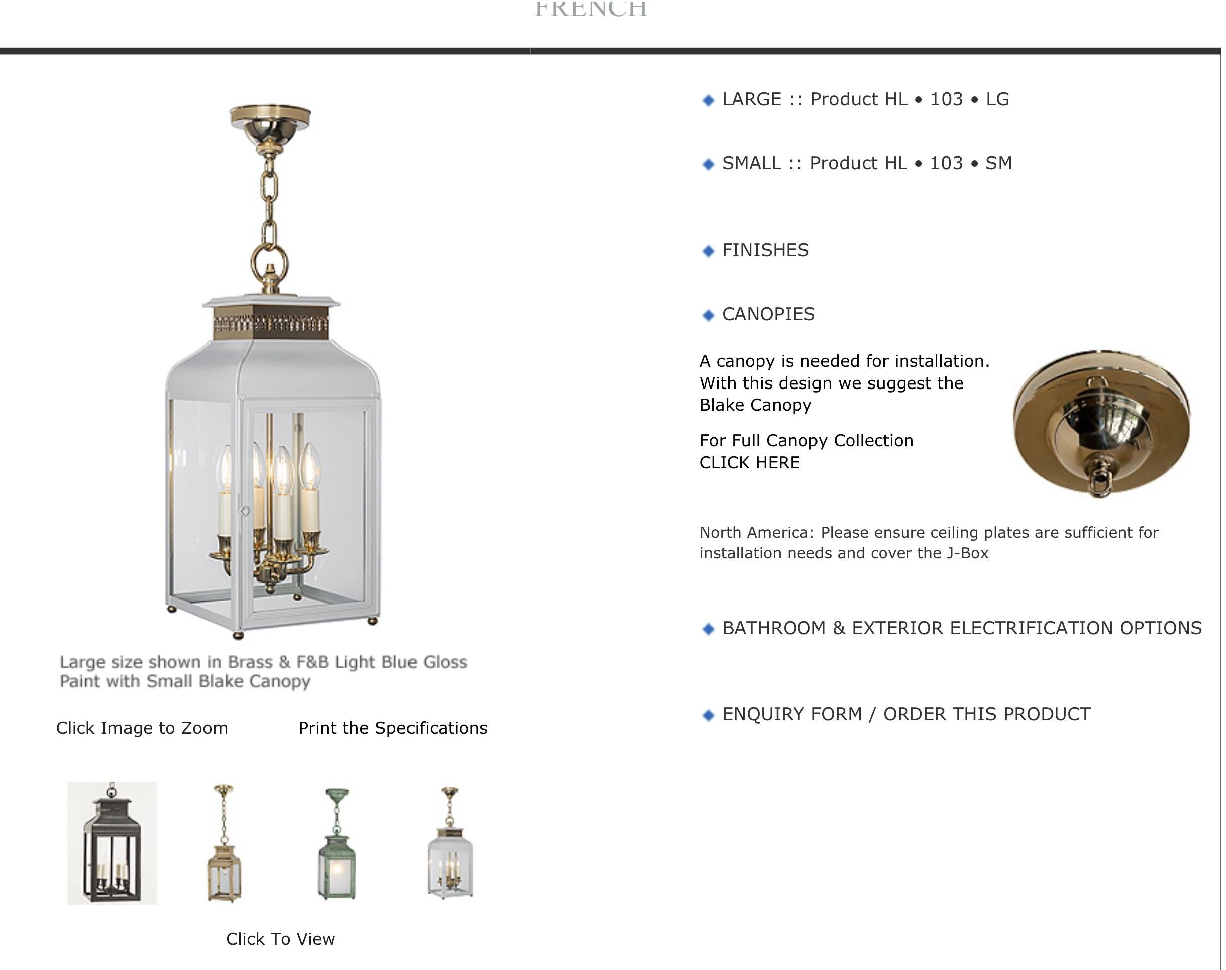 British Charles Edwards Custom French Lantern Pendant Fixture, Mahogany & Nickel, UK For Sale