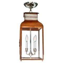 Charles Edwards Custom French Lantern Pendant Fixture, Mahogany & Nickel, UK