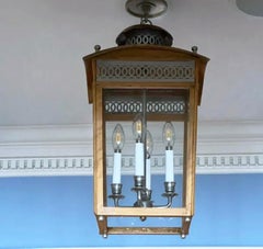 Lampe à suspension Regency personnalisée en acajou et nickel de Charles Edwards, Royaume-Uni
