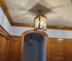 Plafonnier suspendu Charles Edwards Mews en acajou et nickel, Royaume-Uni